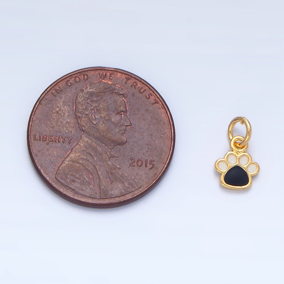 24K Gold Filled Mini Pet Animal Paw Print Enamel Charm | X829 - DLUXCA