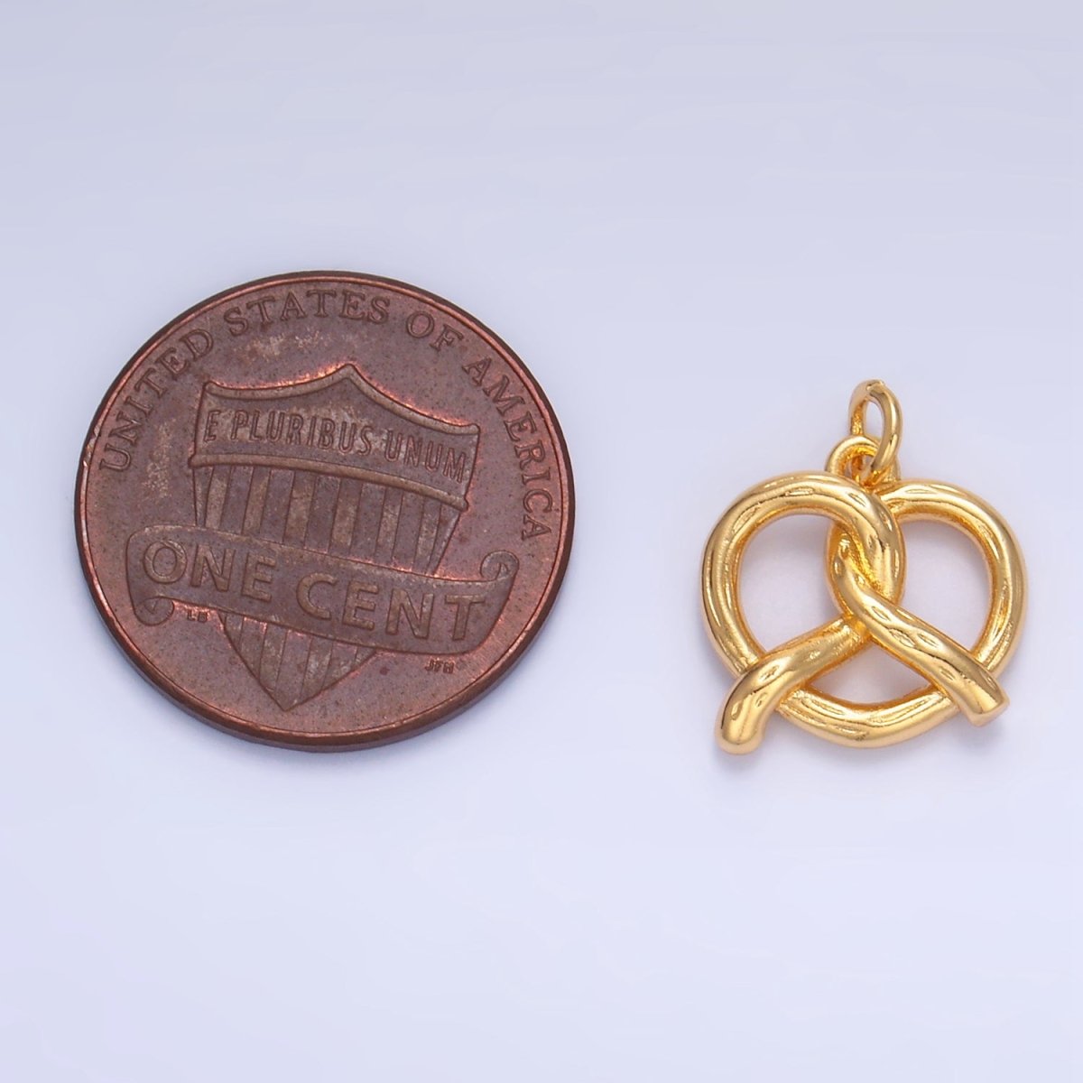 24K Gold Filled Mini Pretzel Pastry 3D Minimalist Charm in Gold & Silver | W105
