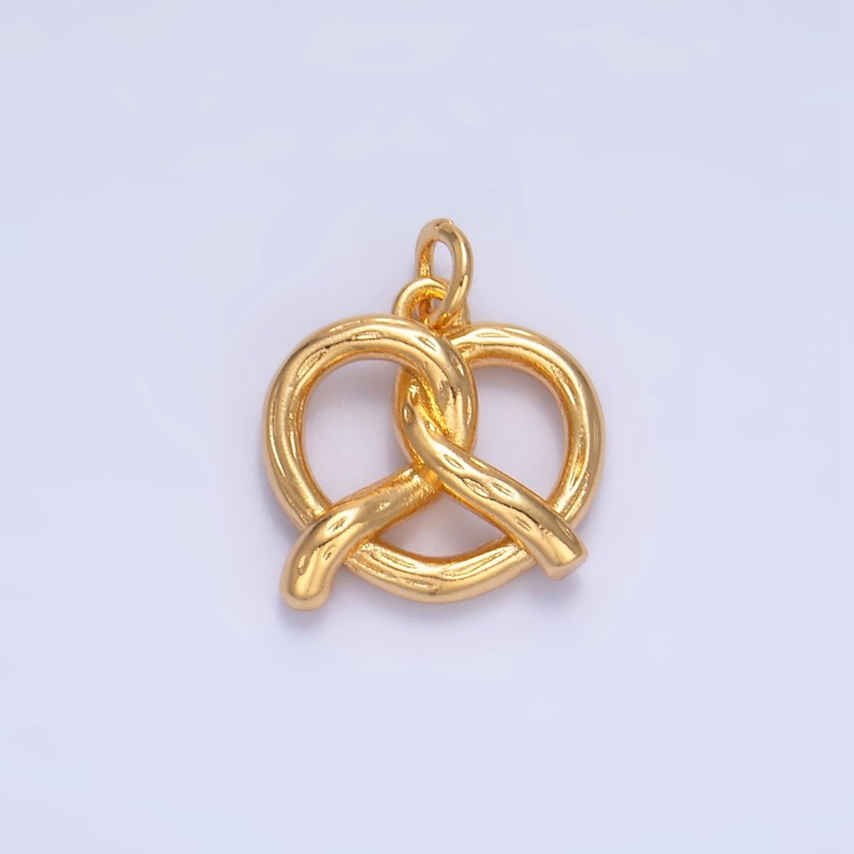 24K Gold Filled Mini Pretzel Pastry 3D Minimalist Charm in Gold & Silver | W105