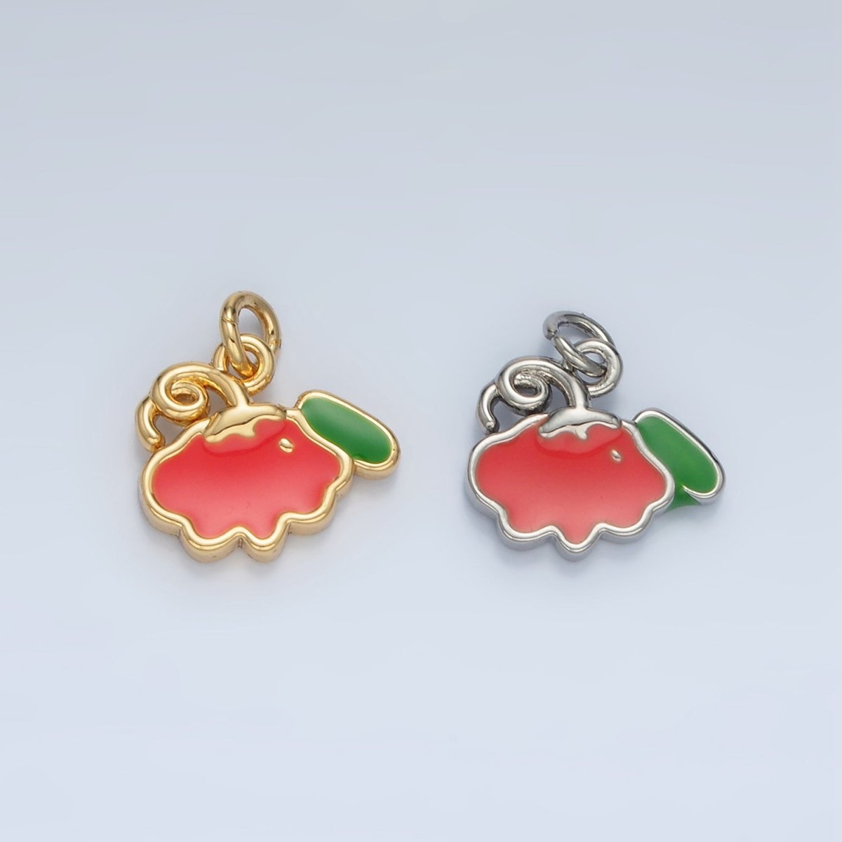 24K Gold Filled Mini Pumpkin Fruit Enamel Charm in Gold & Silver | N872