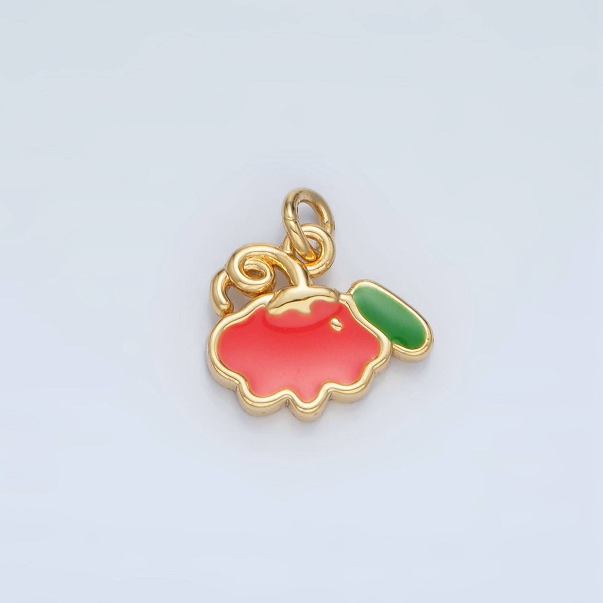 24K Gold Filled Mini Pumpkin Fruit Enamel Charm in Gold & Silver | N872