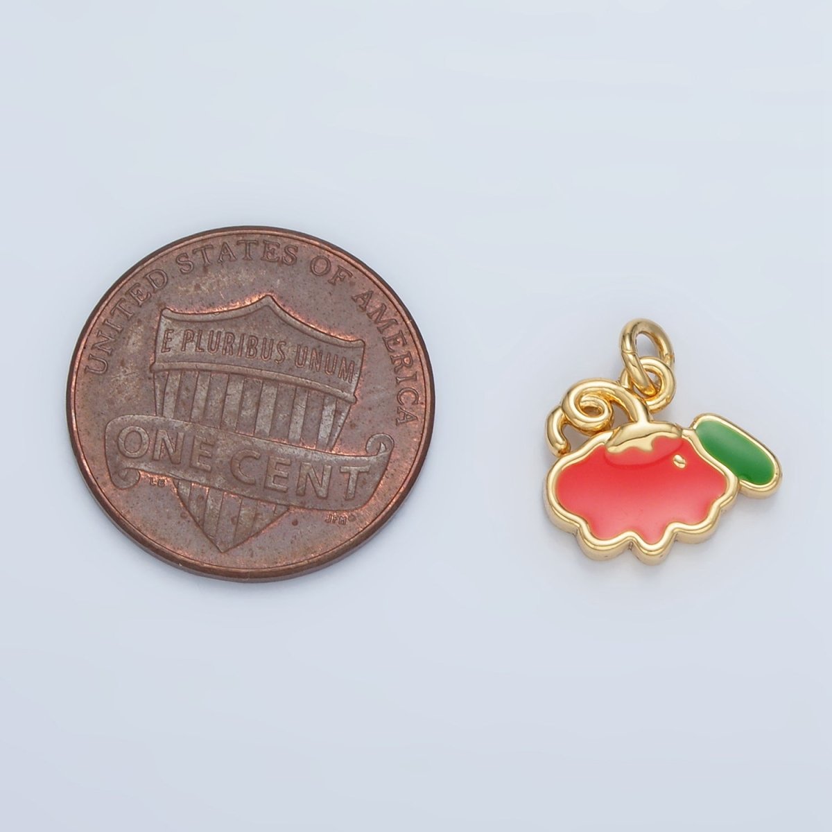 24K Gold Filled Mini Pumpkin Fruit Enamel Charm in Gold & Silver | N872