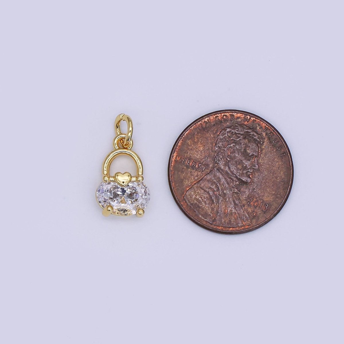 24K Gold Filled Mini Purse Charm Micro Pave CZ Bag Basket Pendant | AJ - 354 - DLUXCA