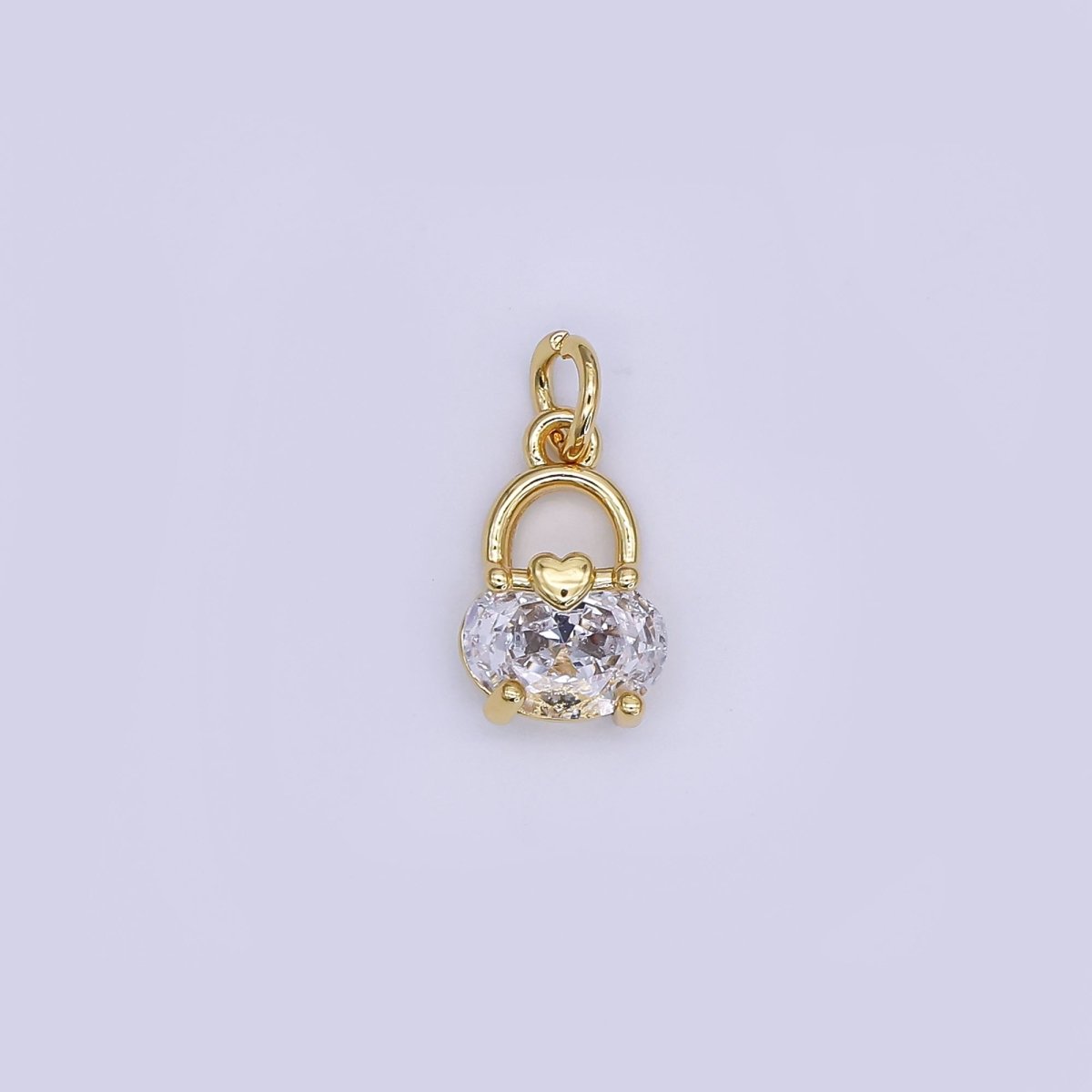 24K Gold Filled Mini Purse Charm Micro Pave CZ Bag Basket Pendant | AJ - 354 - DLUXCA