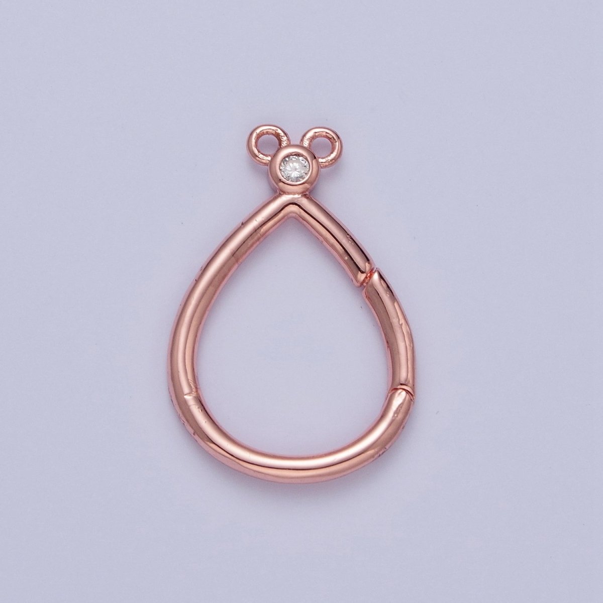 24K Gold Filled Mini Round Cubic Zirconia Teardrop Spring Gate Ring Closure L-798~L-801