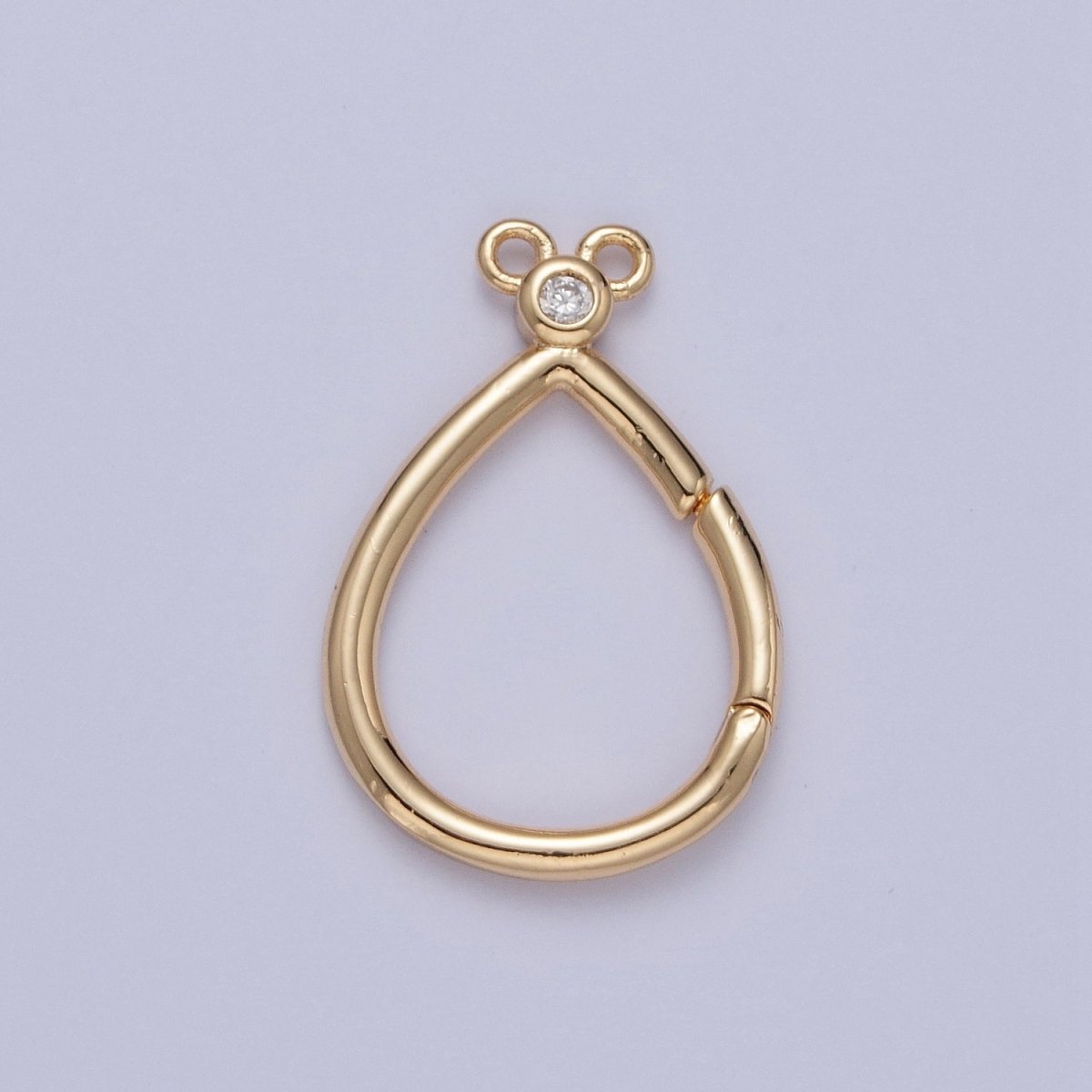 24K Gold Filled Mini Round Cubic Zirconia Teardrop Spring Gate Ring Closure L-798~L-801