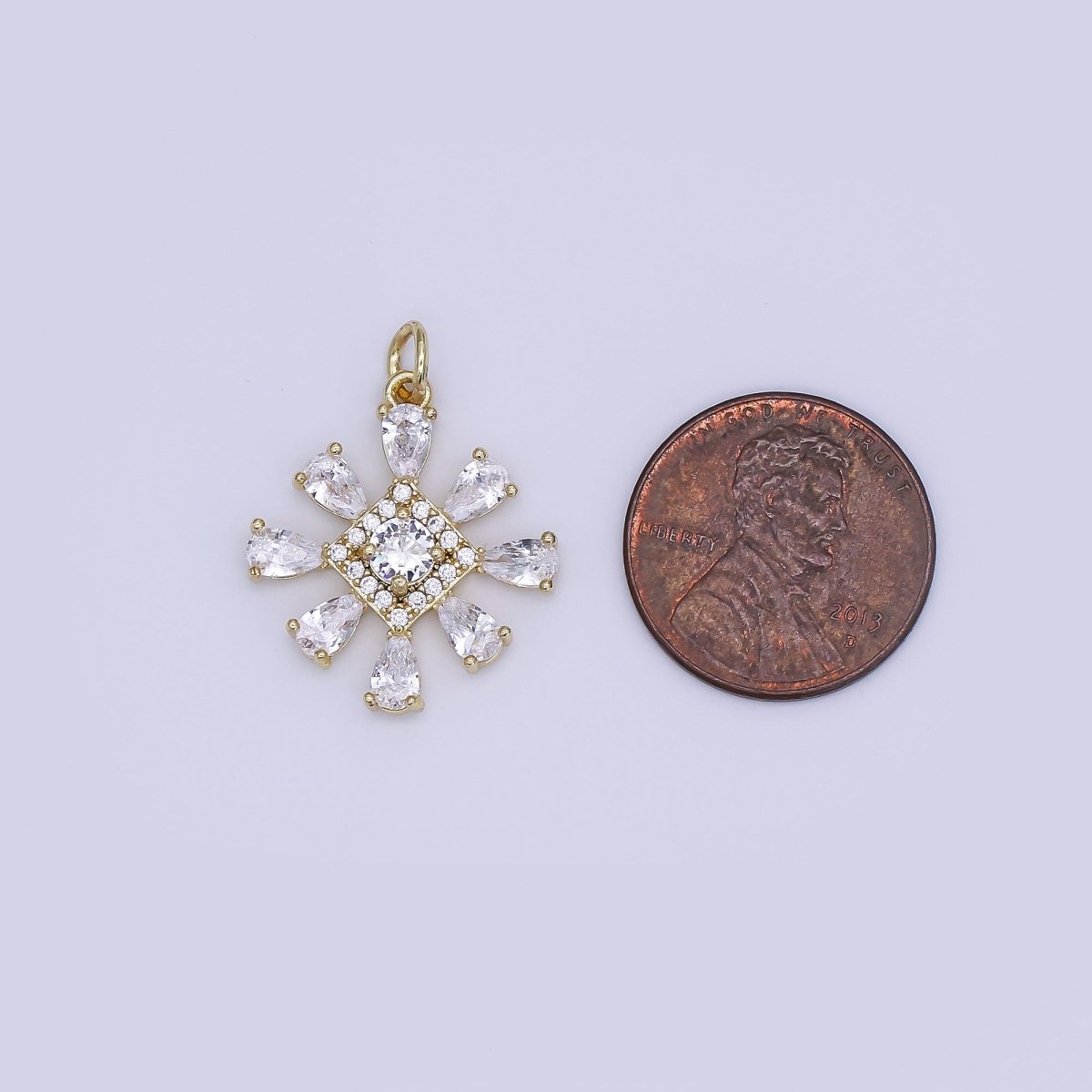 24K Gold Filled Mini Snow Flake CZ Winter Wonderland Charm | AJ - 352 - DLUXCA