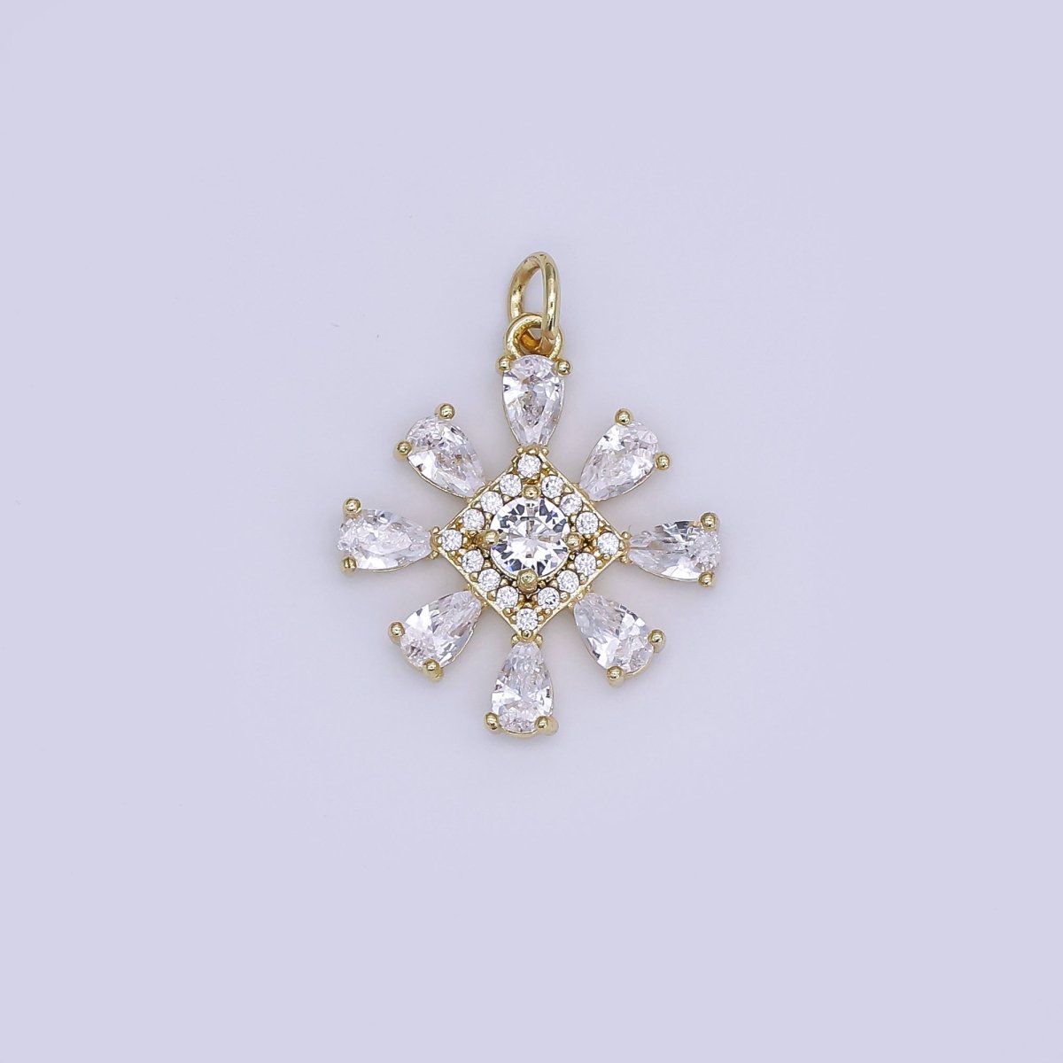 24K Gold Filled Mini Snow Flake CZ Winter Wonderland Charm | AJ - 352 - DLUXCA