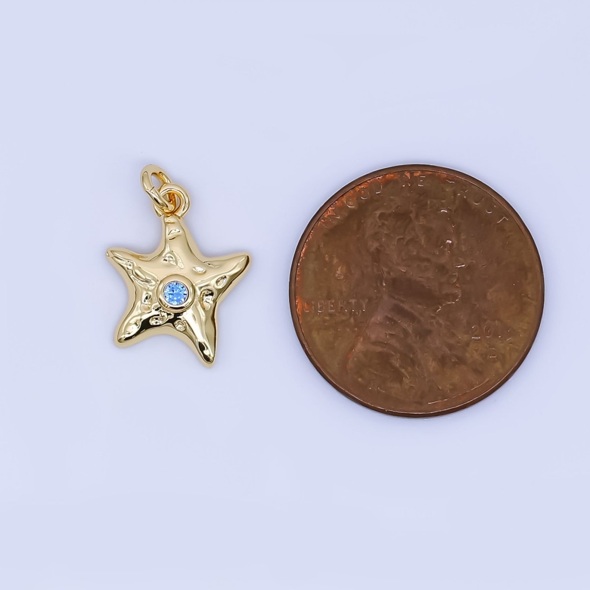24K Gold Filled Mini Starfish Pendant Ocean Animal Beach Charm | AJ - 460 - DLUXCA