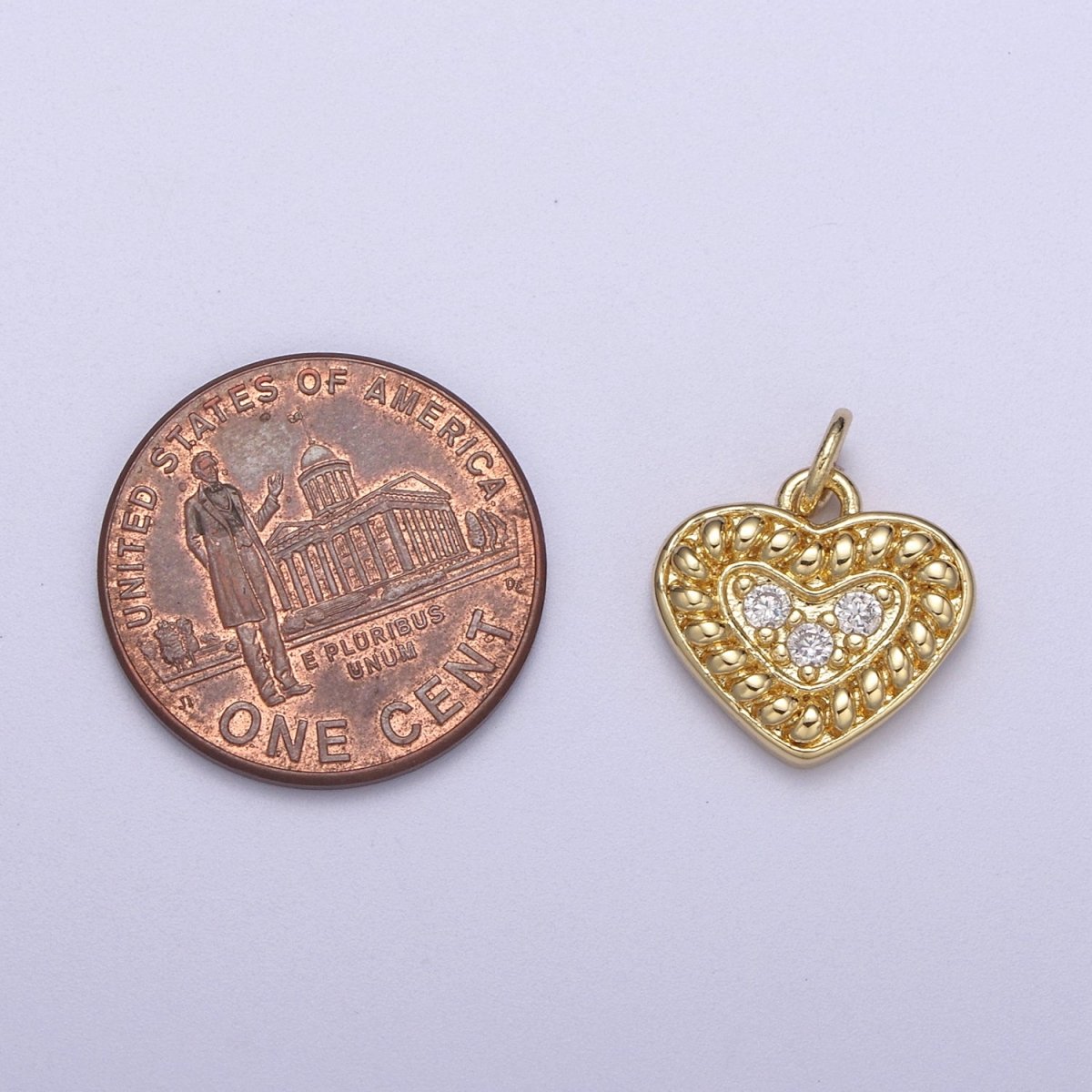 24K Gold Filled Mini Textured Small Heart Charm N-307 - DLUXCA