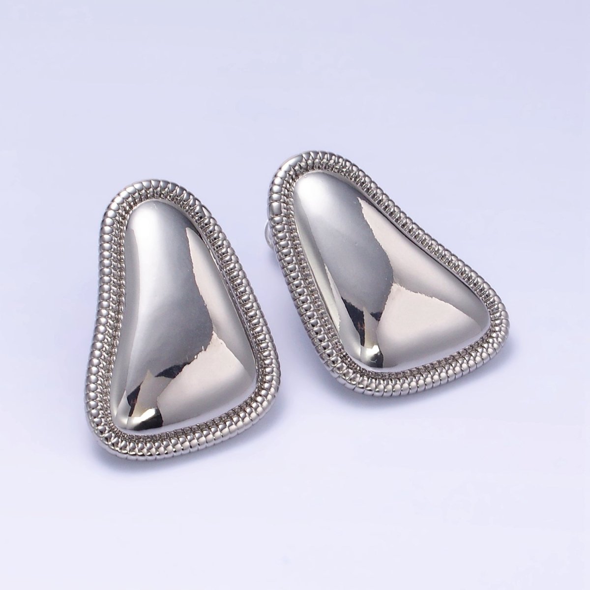 24K Gold Filled Minimalist Abstract Triangle Dotted Bezel Earrings Set in Gold & Silver | T311 P359