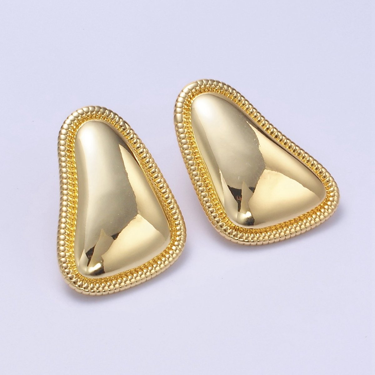 24K Gold Filled Minimalist Abstract Triangle Dotted Bezel Earrings Set in Gold & Silver | T311 P359