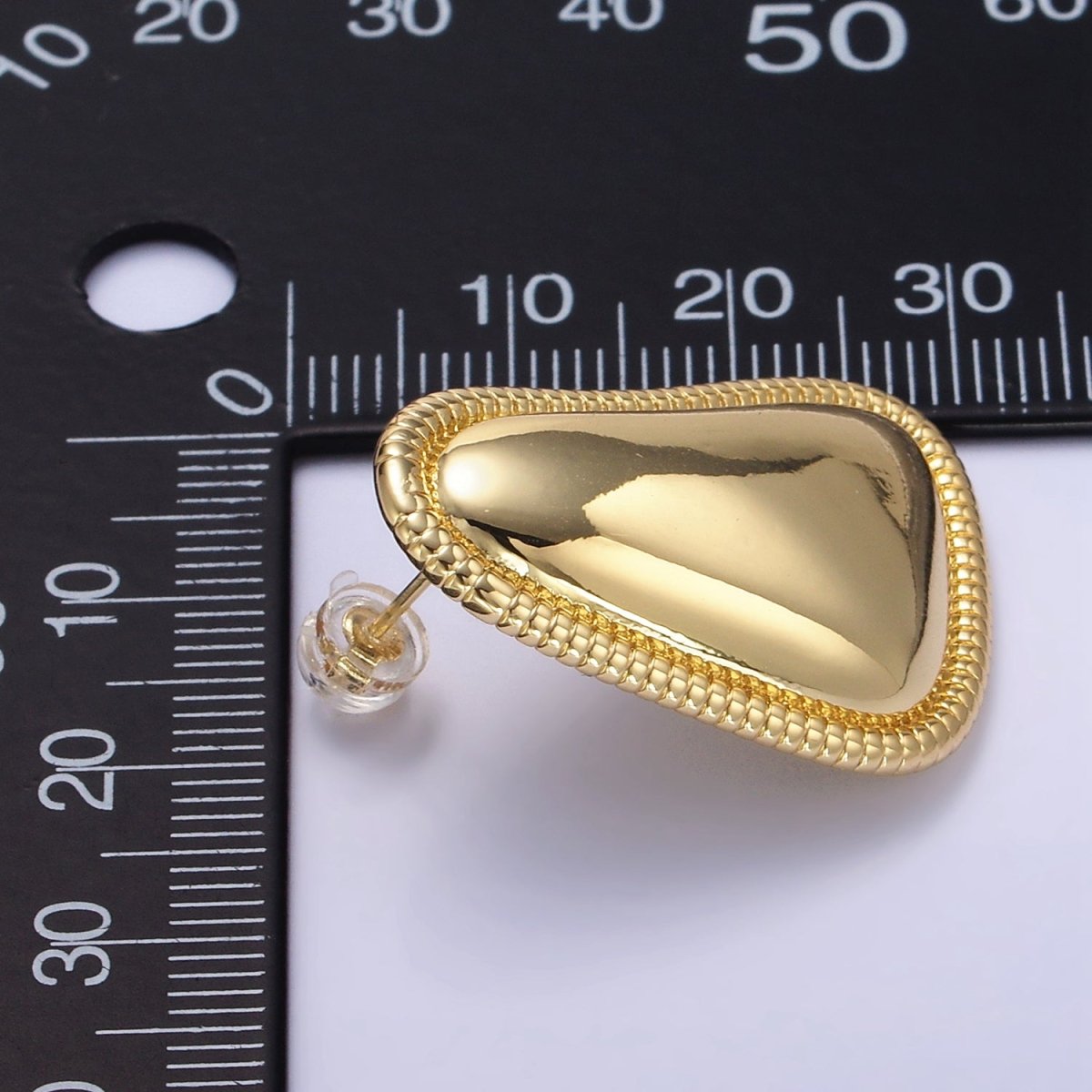 24K Gold Filled Minimalist Abstract Triangle Dotted Bezel Earrings Set in Gold & Silver | T311 P359