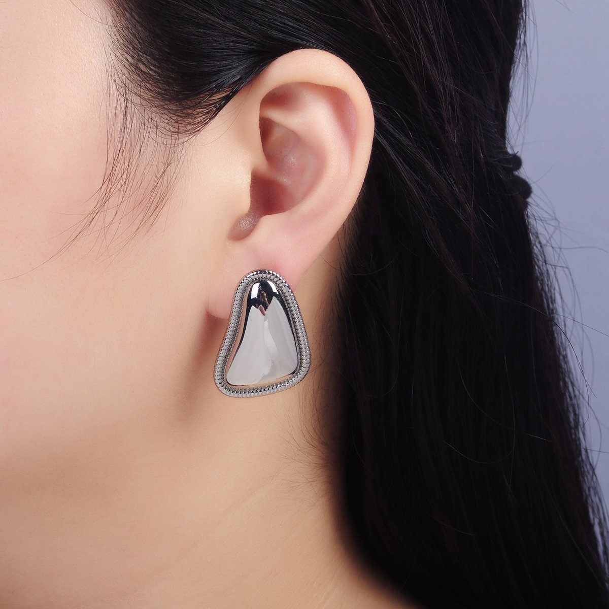 24K Gold Filled Minimalist Abstract Triangle Dotted Bezel Earrings Set in Gold & Silver | T311 P359