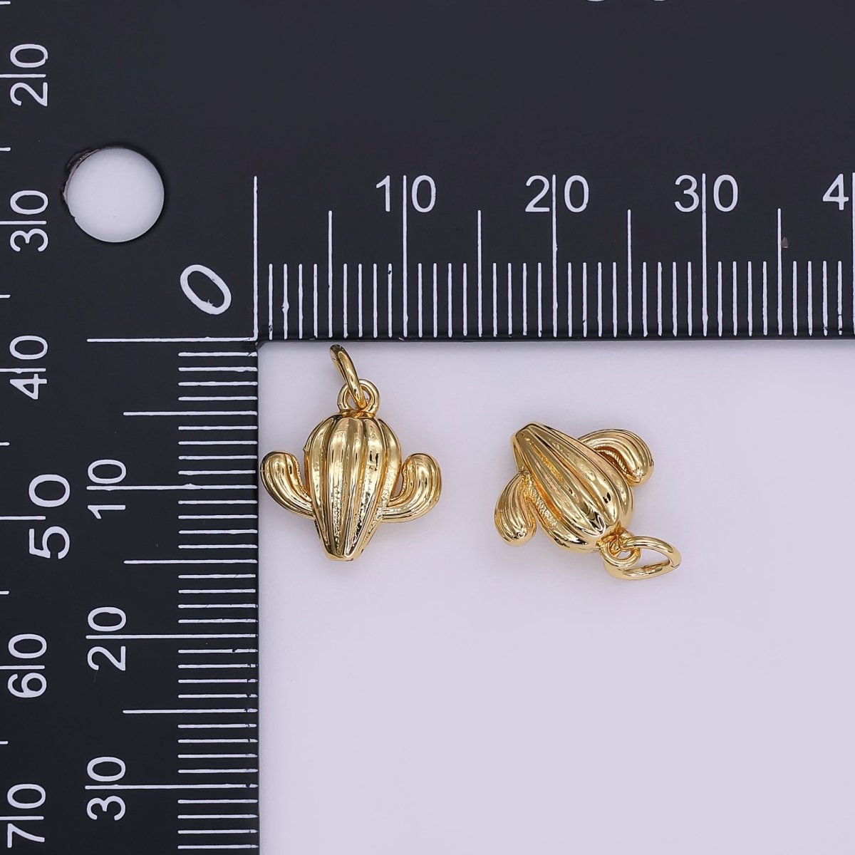 24K Gold Filled Minimalist Cactus Plant Multidimensional 3D Charm | AF426 - DLUXCA