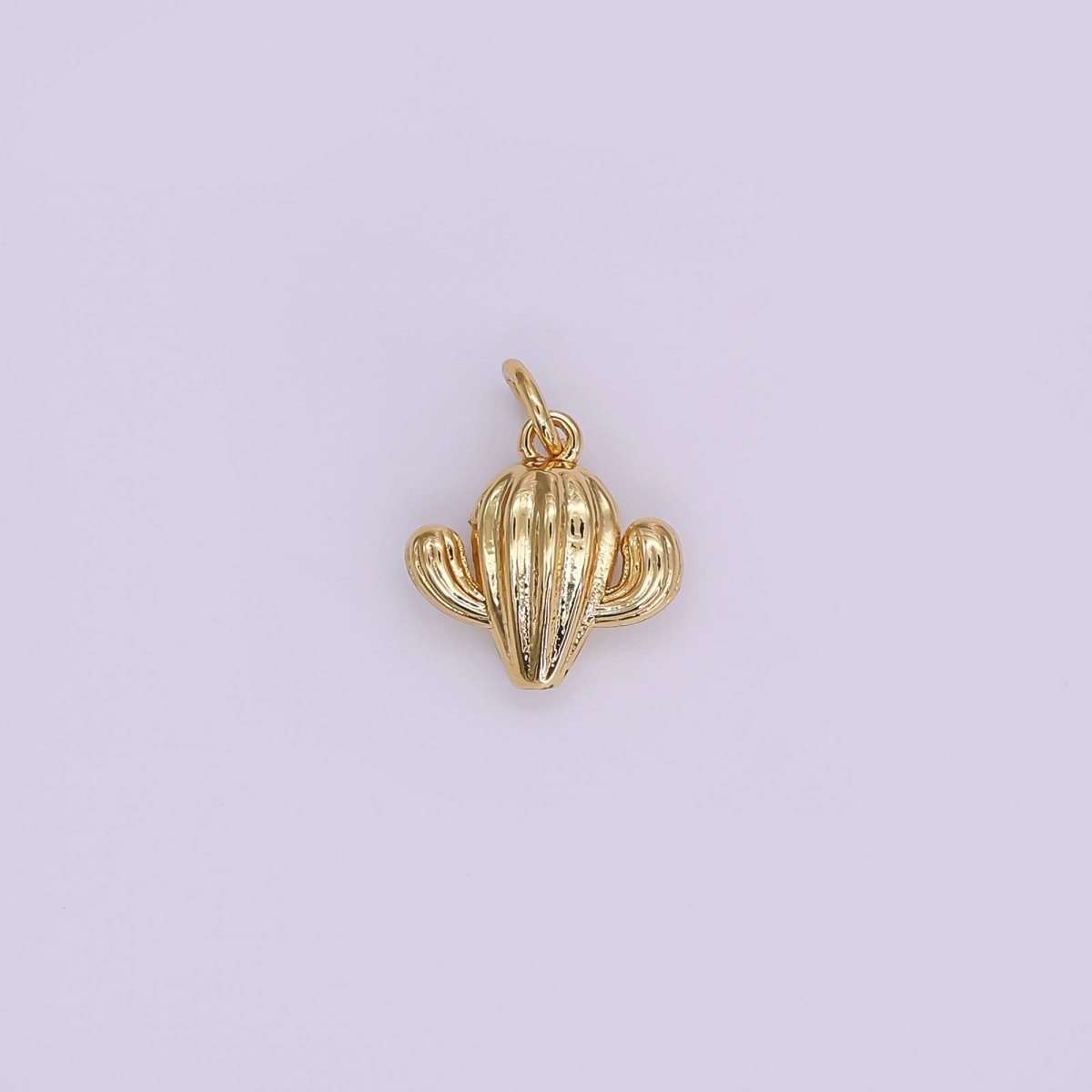 24K Gold Filled Minimalist Cactus Plant Multidimensional 3D Charm | AF426 - DLUXCA