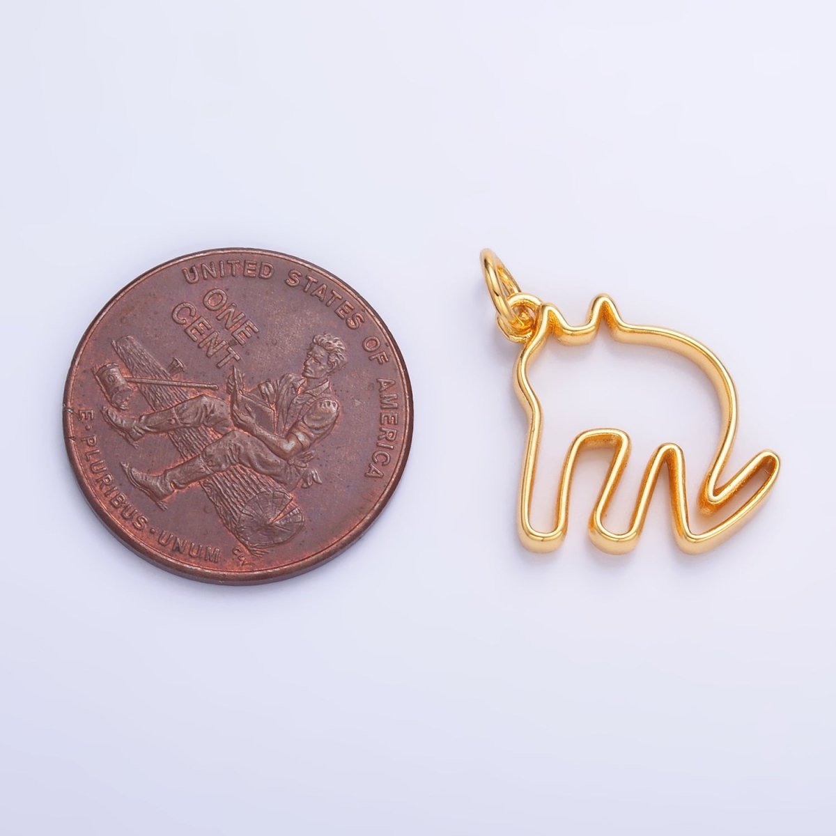 24K Gold Filled Minimalist Cat Outline Charm in Gold & Silver | M622