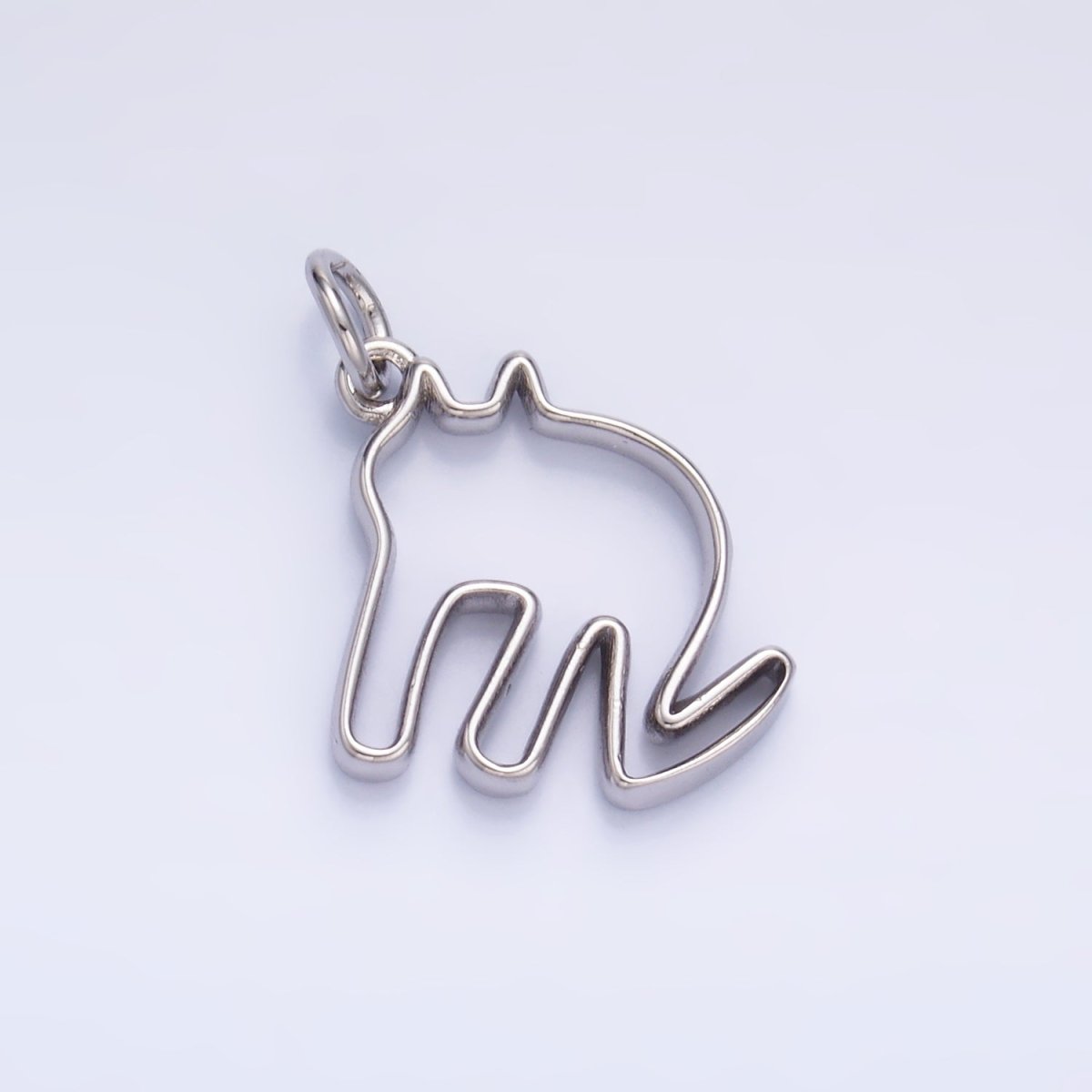 24K Gold Filled Minimalist Cat Outline Charm in Gold & Silver | M622