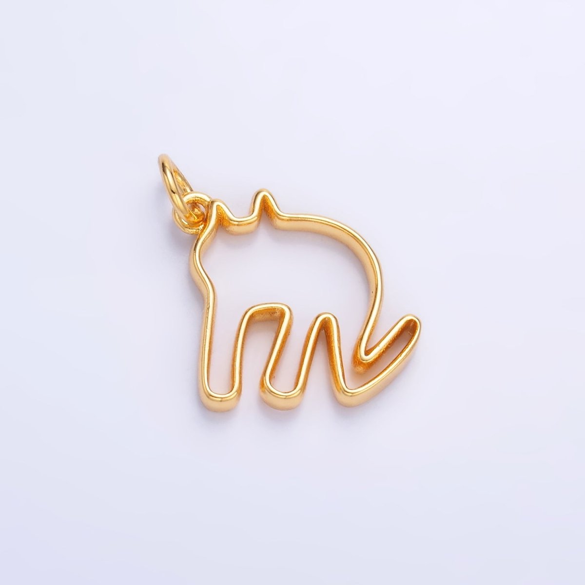 24K Gold Filled Minimalist Cat Outline Charm in Gold & Silver | M622