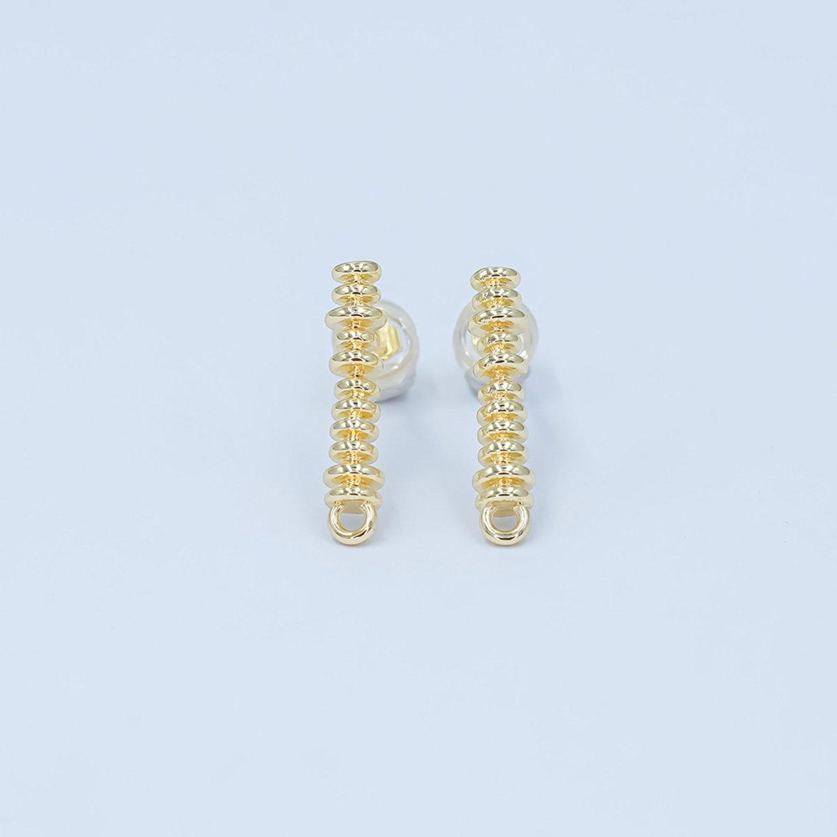 24K Gold Filled Minimalist Coil Wrap Linear Drop Stud Earring Findings | Z1127 - DLUXCA