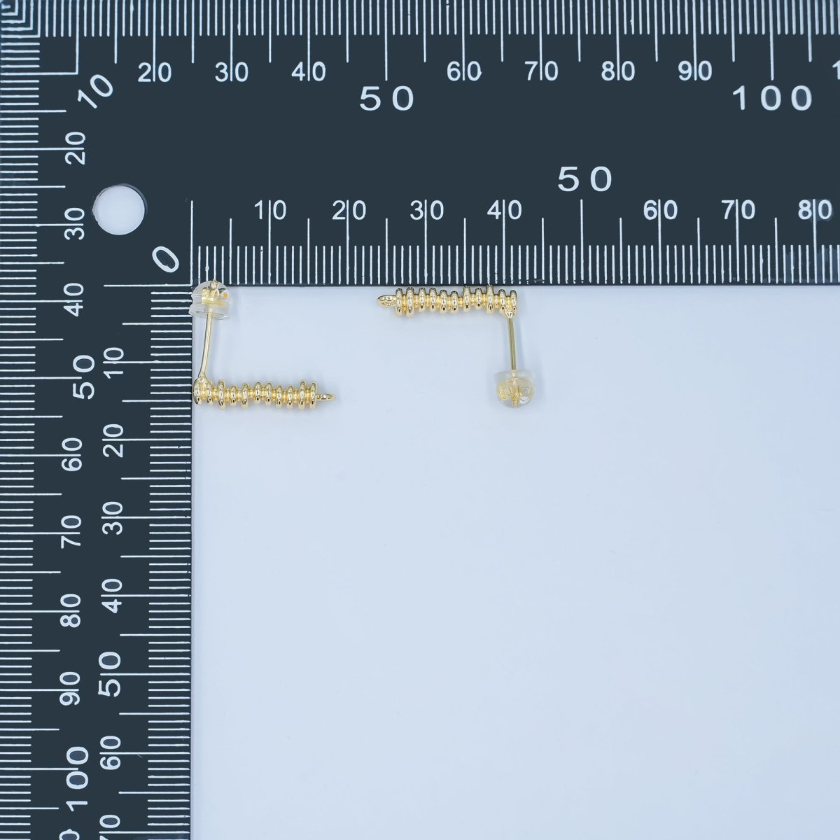 24K Gold Filled Minimalist Coil Wrap Linear Drop Stud Earring Findings | Z1127 - DLUXCA