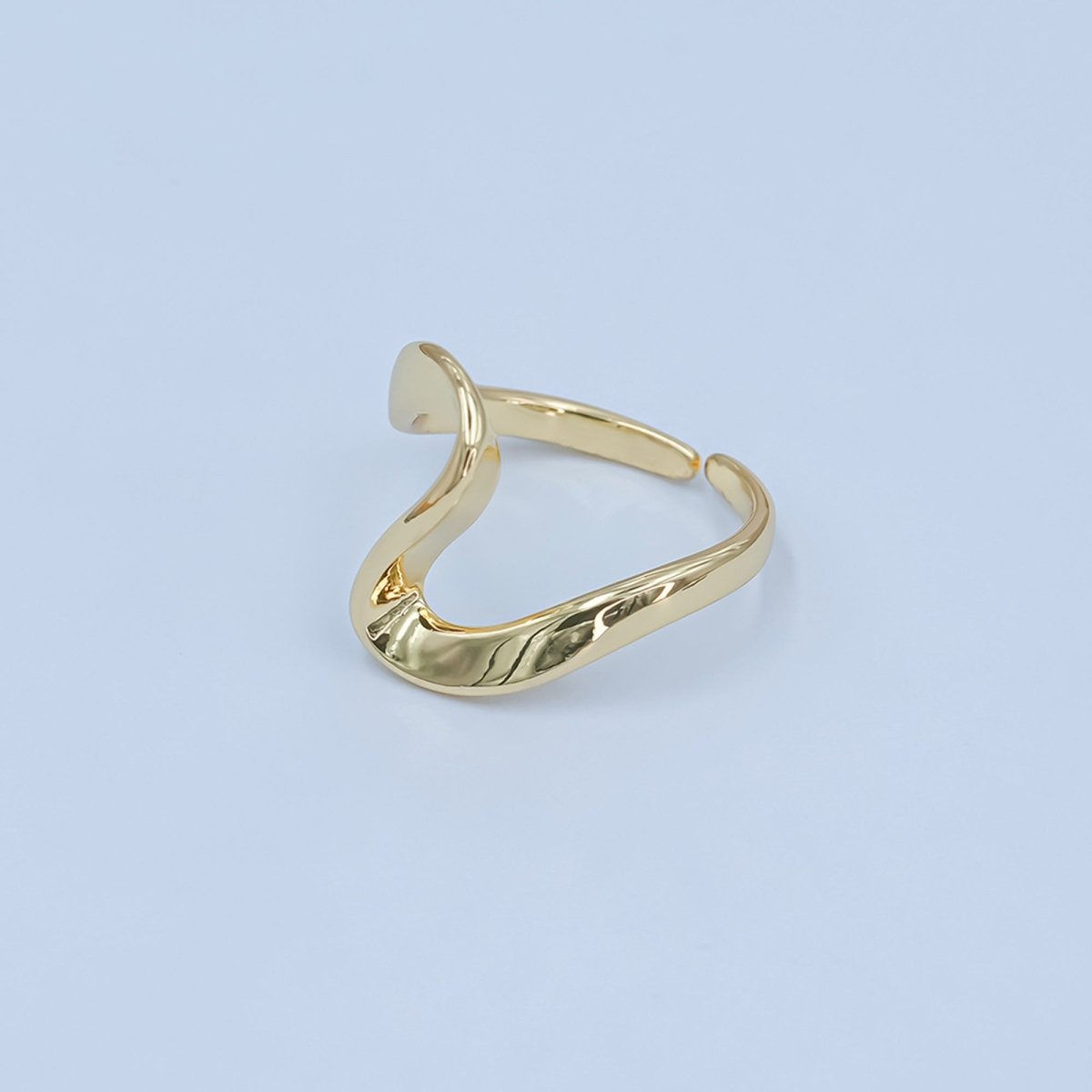 24K Gold Filled Minimalist Curve Wave Band Ring | O822 - DLUXCA
