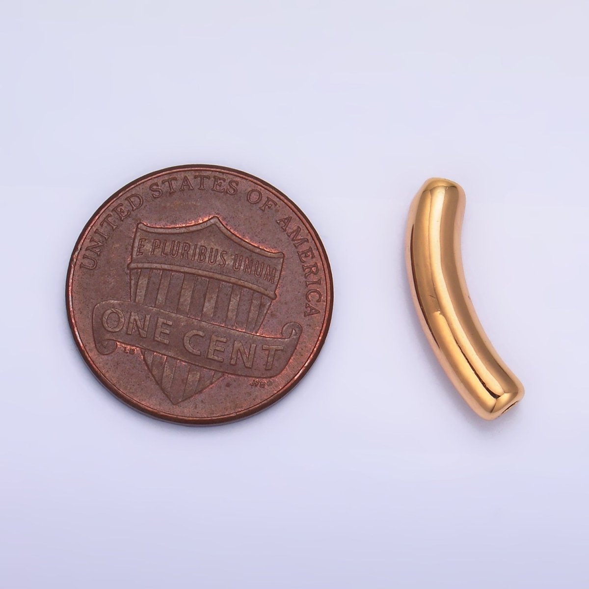 24K Gold Filled Minimalist Curved Tube Bead | B167 - DLUXCA