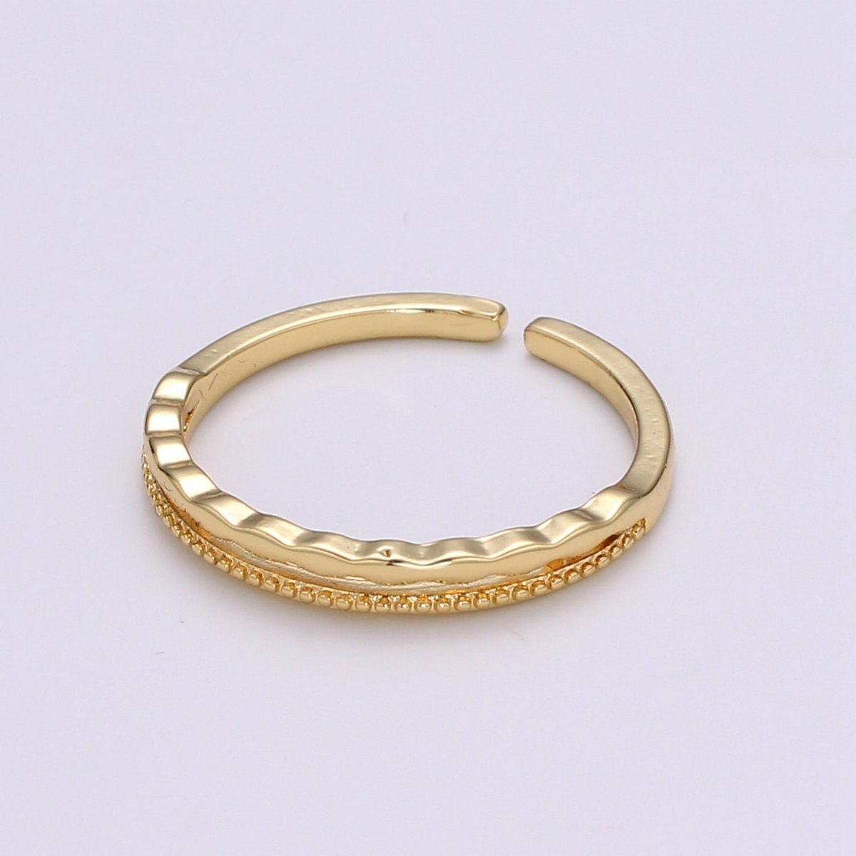24K Gold Filled Minimalist Dotted Wavy Wave Band Ring | S133 - DLUXCA