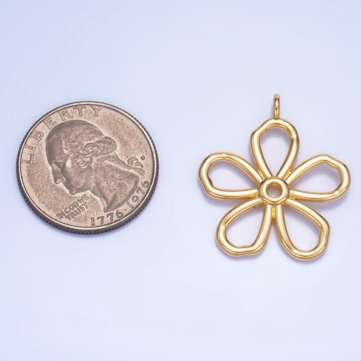 24K Gold Filled Minimalist Flower Pendant in Gold & Silver | AG947