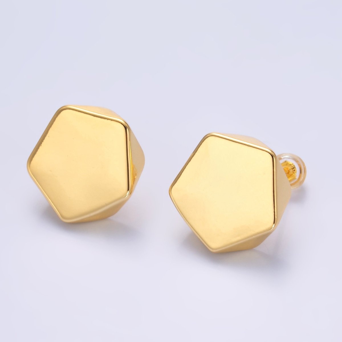 24K Gold Filled Minimalist Geometric Hexagon Stud Earrings | AB649 - DLUXCA