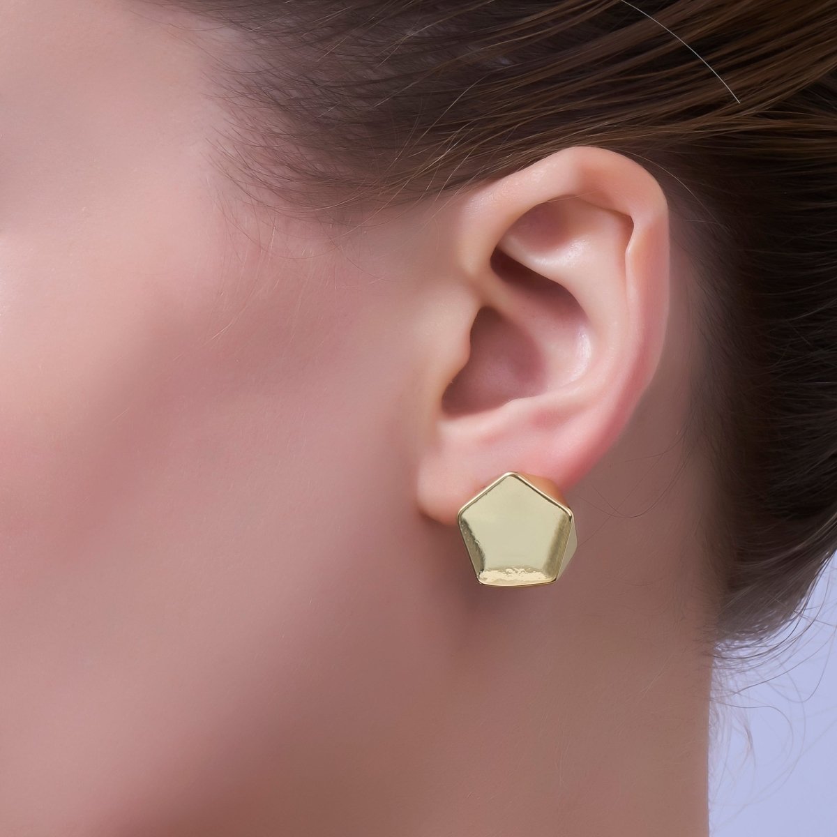 24K Gold Filled Minimalist Geometric Hexagon Stud Earrings | AB649 - DLUXCA