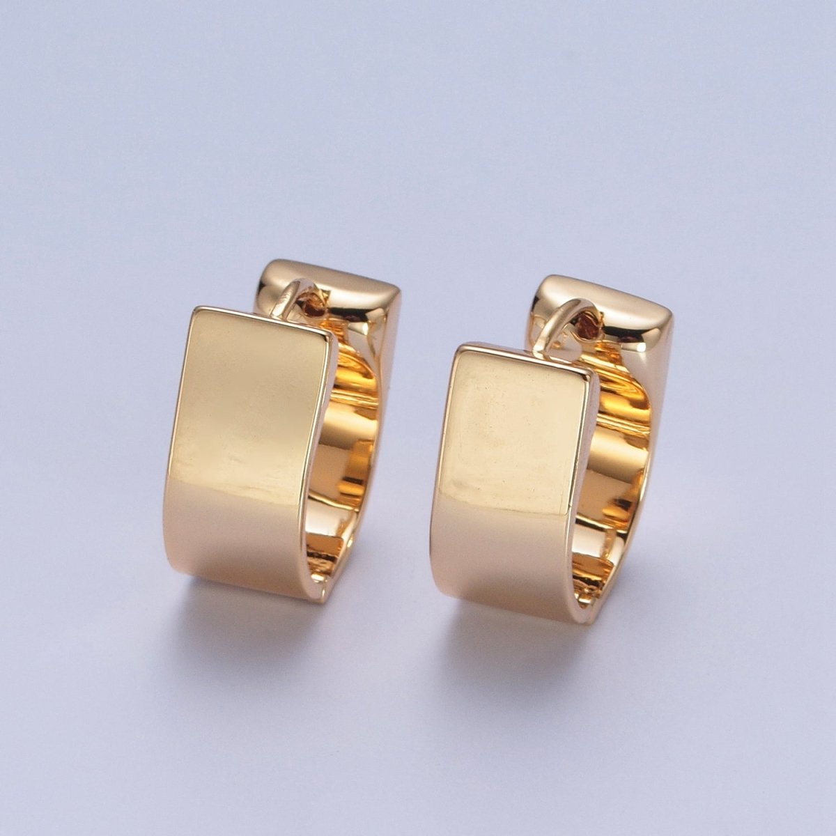 24K Gold Filled Minimalist Geometric Thick Huggie Hoops Earrings P-313 - DLUXCA