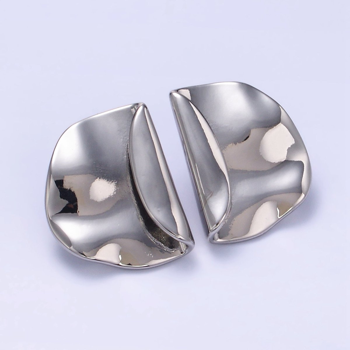 24K Gold Filled Minimalist Hammered Foil Stud Earrings Set in Gold & Silver | T345 T346