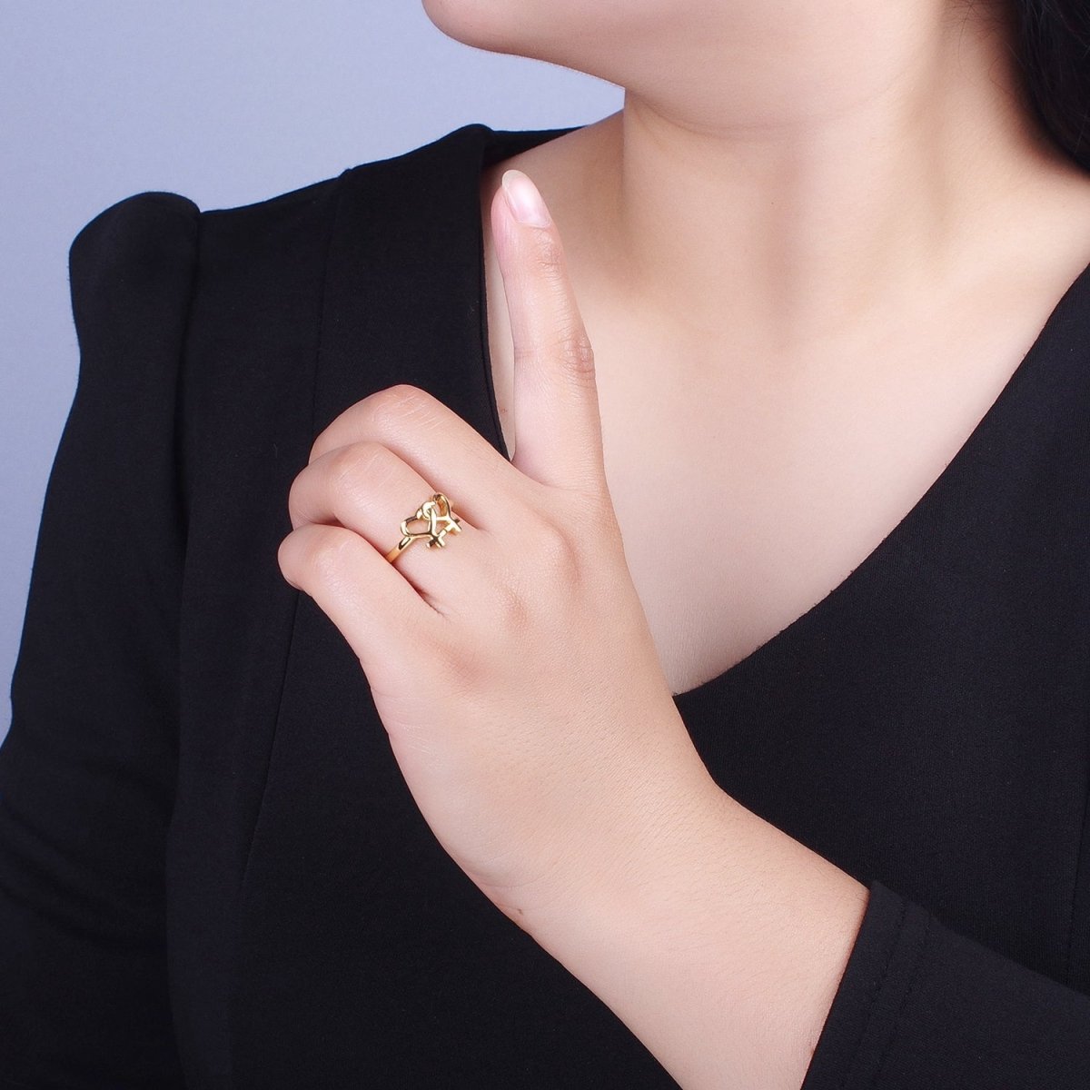 24K Gold Filled Minimalist Heart Lesbian Pride Adjustable Ring S-242