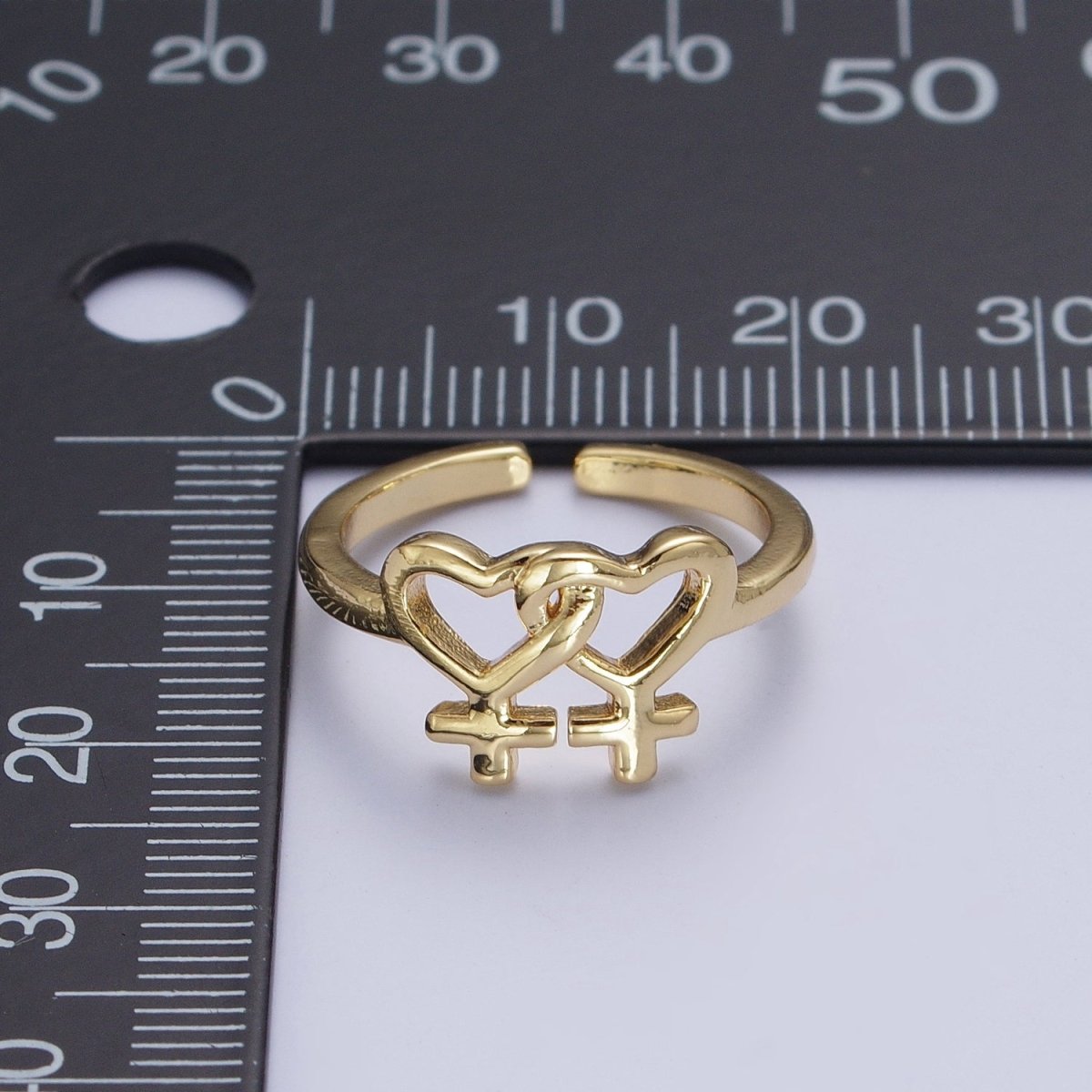 24K Gold Filled Minimalist Heart Lesbian Pride Adjustable Ring S-242