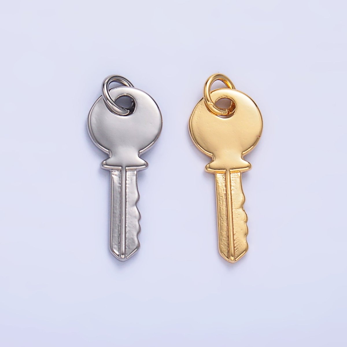 24K Gold Filled Minimalist Key Lock Charm in Gold & Silver | W404