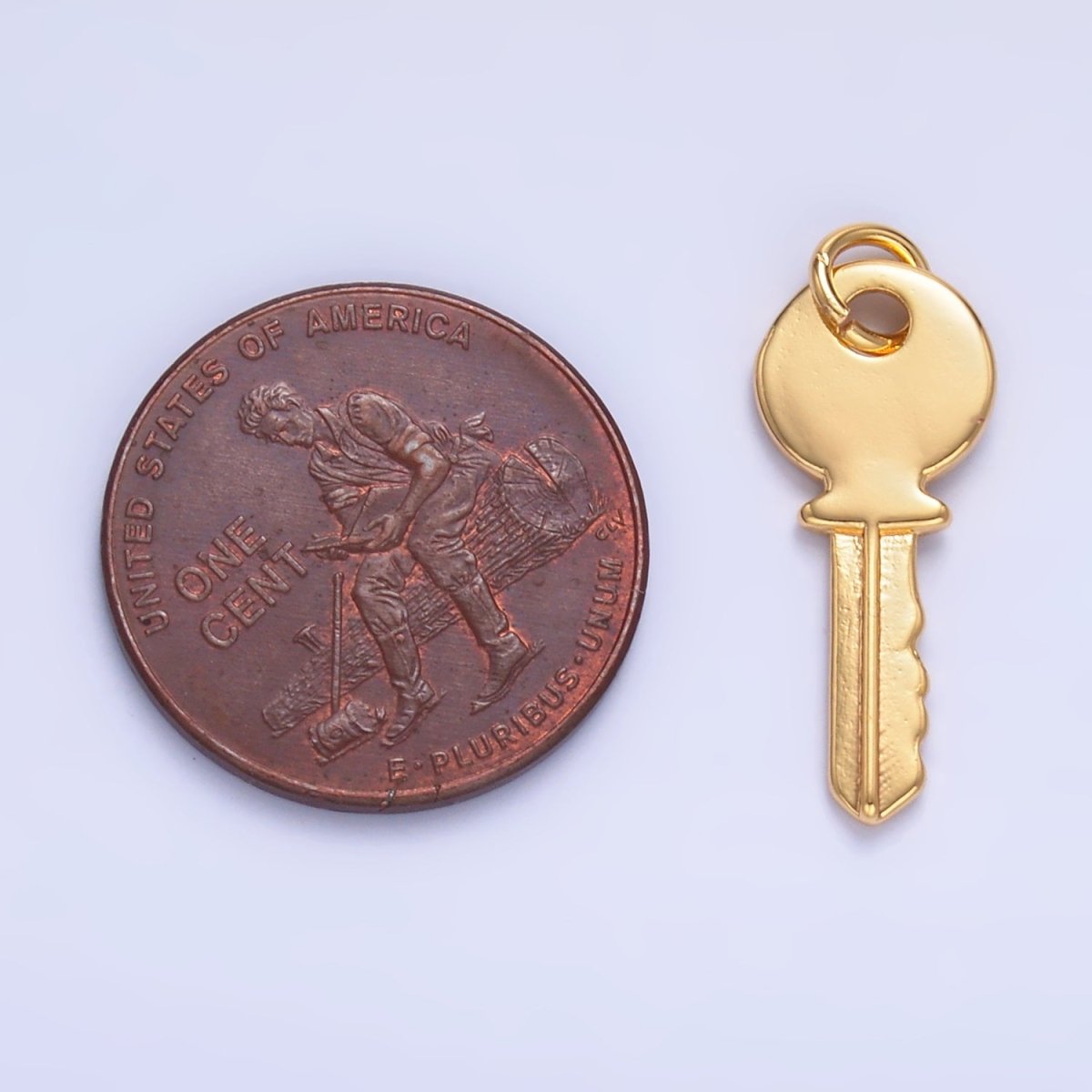 24K Gold Filled Minimalist Key Lock Charm in Gold & Silver | W404