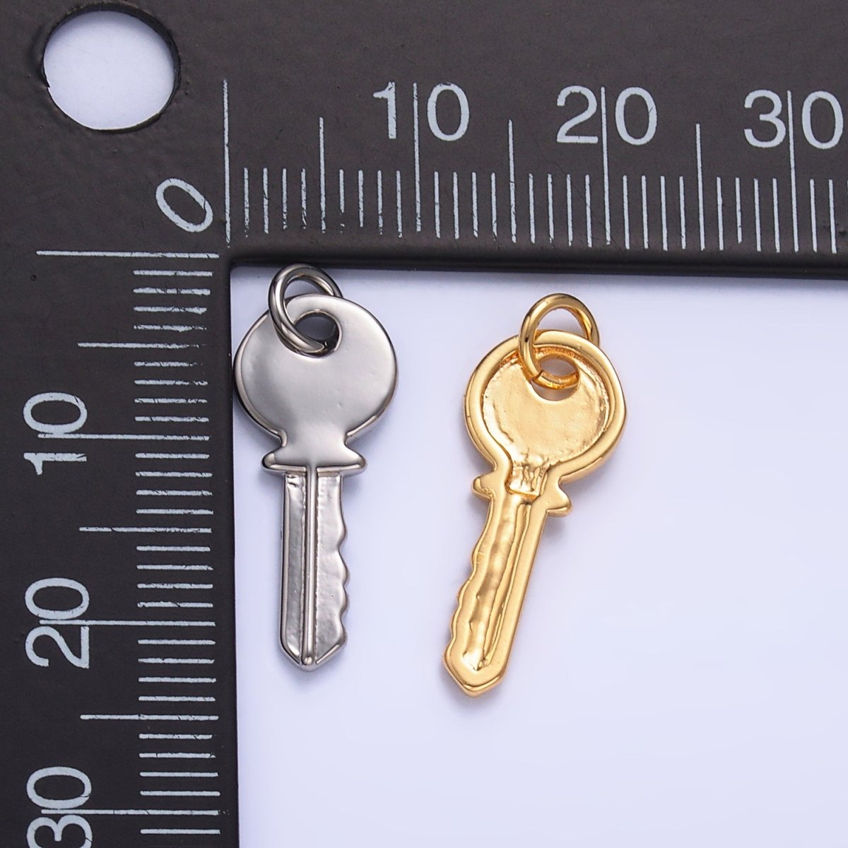 24K Gold Filled Minimalist Key Lock Charm in Gold & Silver | W404