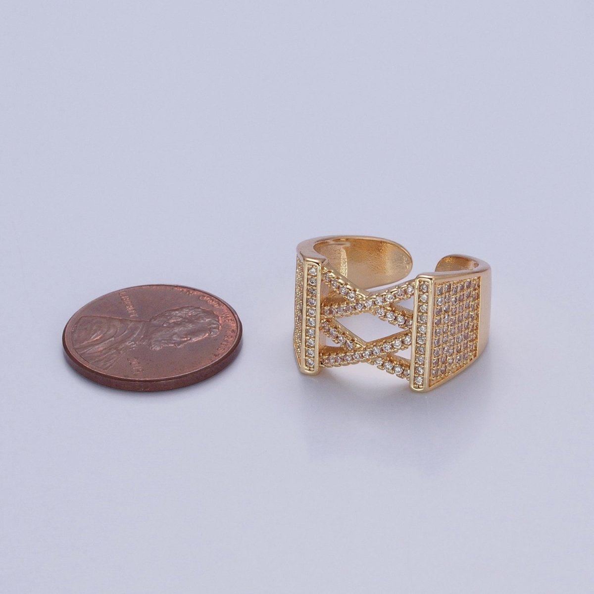 24K Gold Filled Minimalist Micro Pave CZ Signet Ring in Gold & Silver O-2264 O-2265