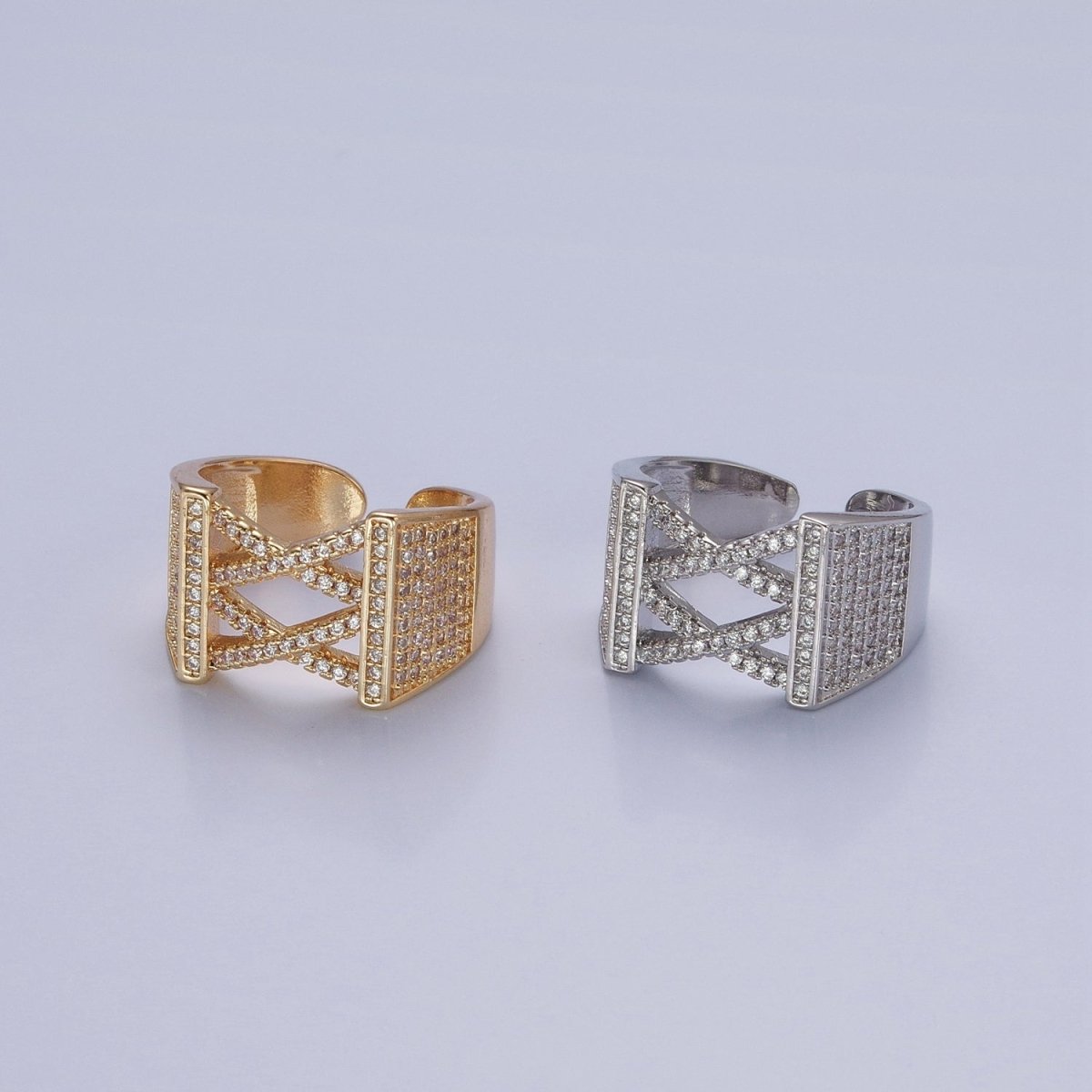 24K Gold Filled Minimalist Micro Pave CZ Signet Ring in Gold & Silver O-2264 O-2265