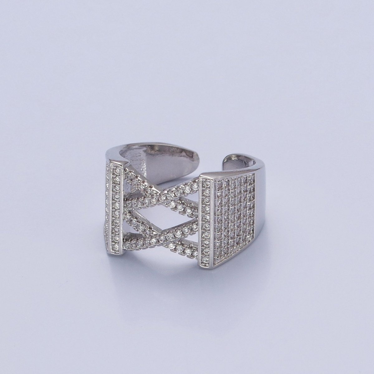 24K Gold Filled Minimalist Micro Pave CZ Signet Ring in Gold & Silver O-2264 O-2265