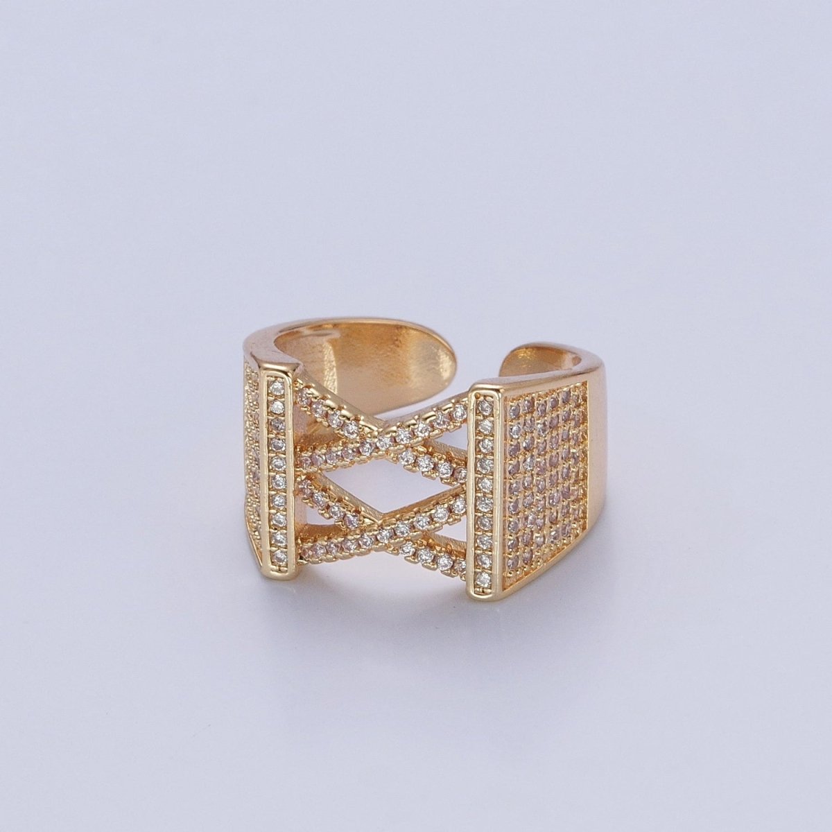 24K Gold Filled Minimalist Micro Pave CZ Signet Ring in Gold & Silver O-2264 O-2265