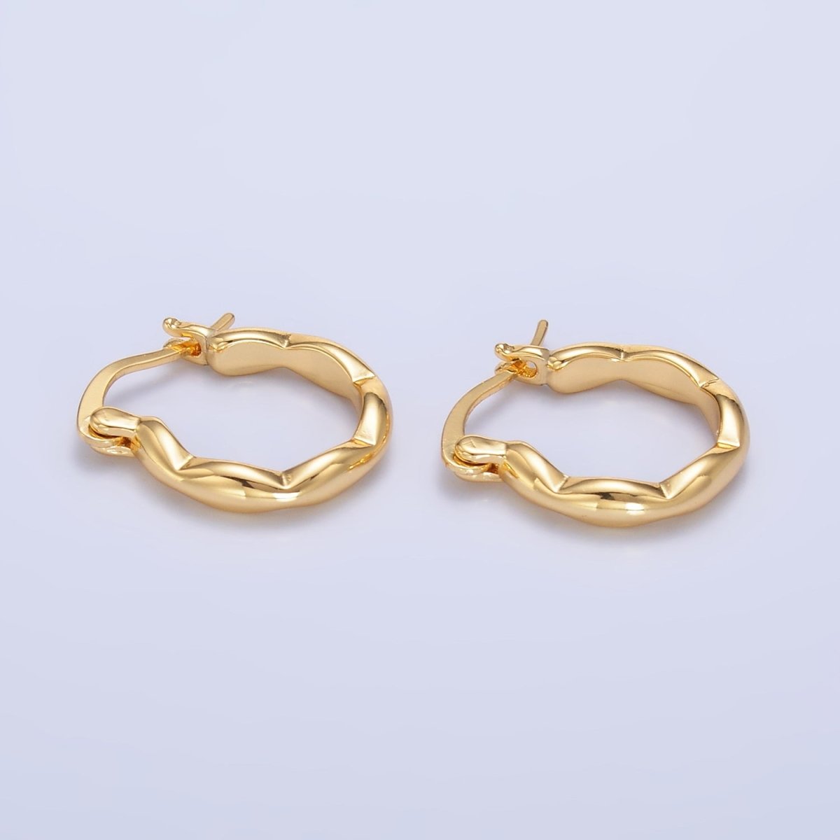 24K Gold Filled Minimalist Molten Latch Hoop Earrings | AB548 - DLUXCA