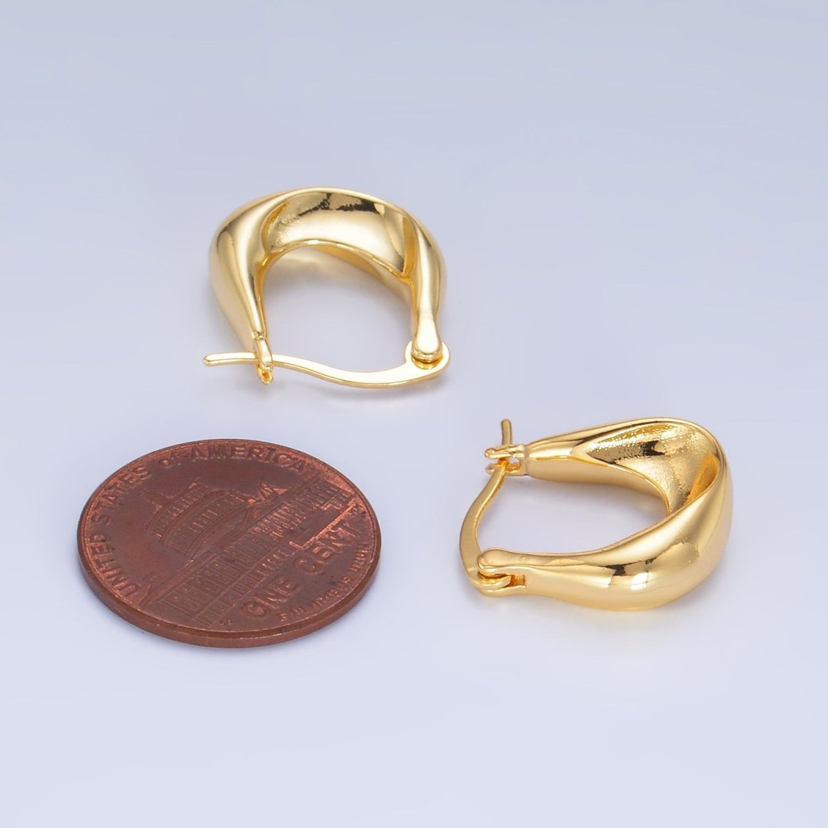 24K Gold Filled Minimalist Molten U - Shaped Latch Hoop Earrings | AB603 - DLUXCA