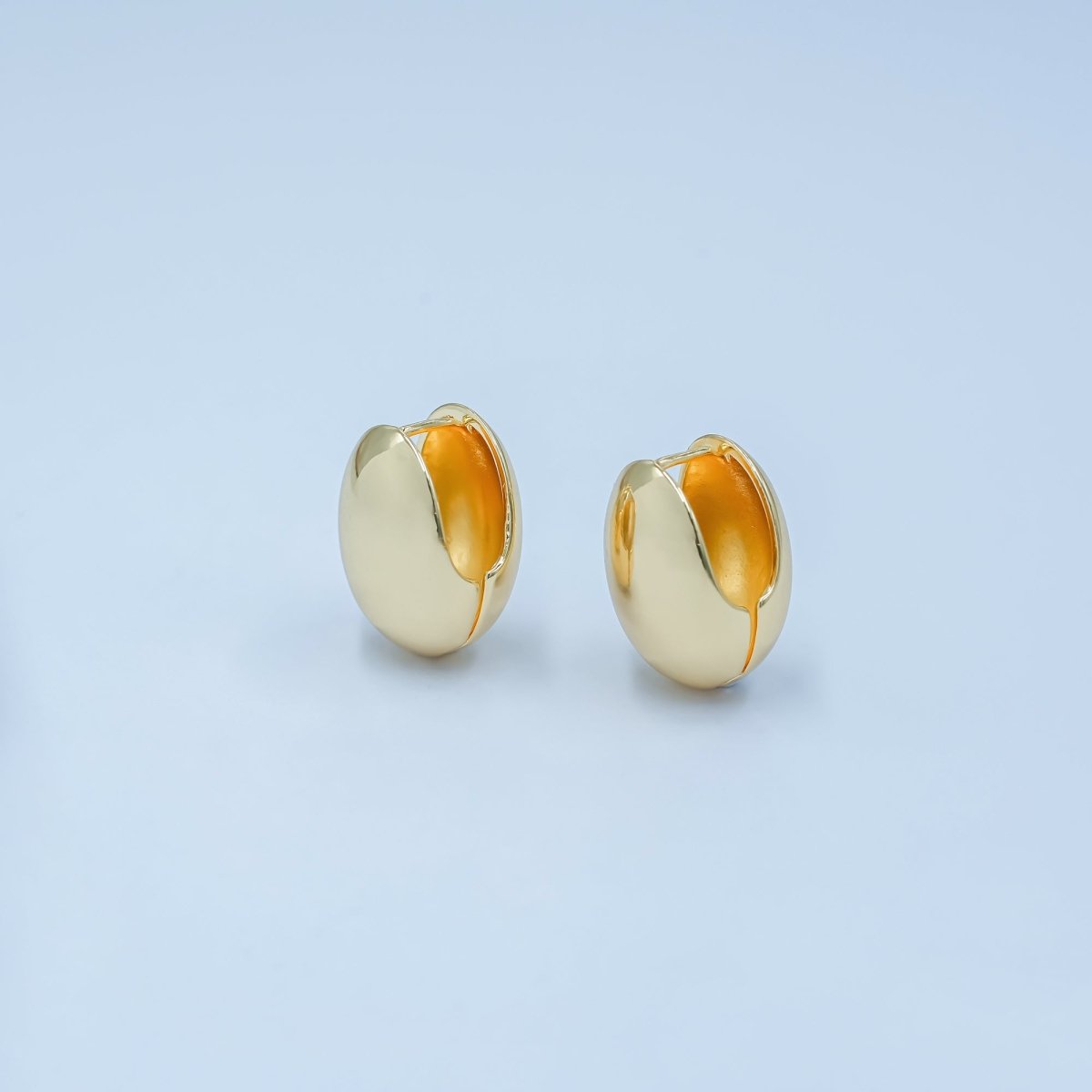 24K Gold Filled Minimalist Oblong Dome Hoop Earrings | AD1202 - DLUXCA