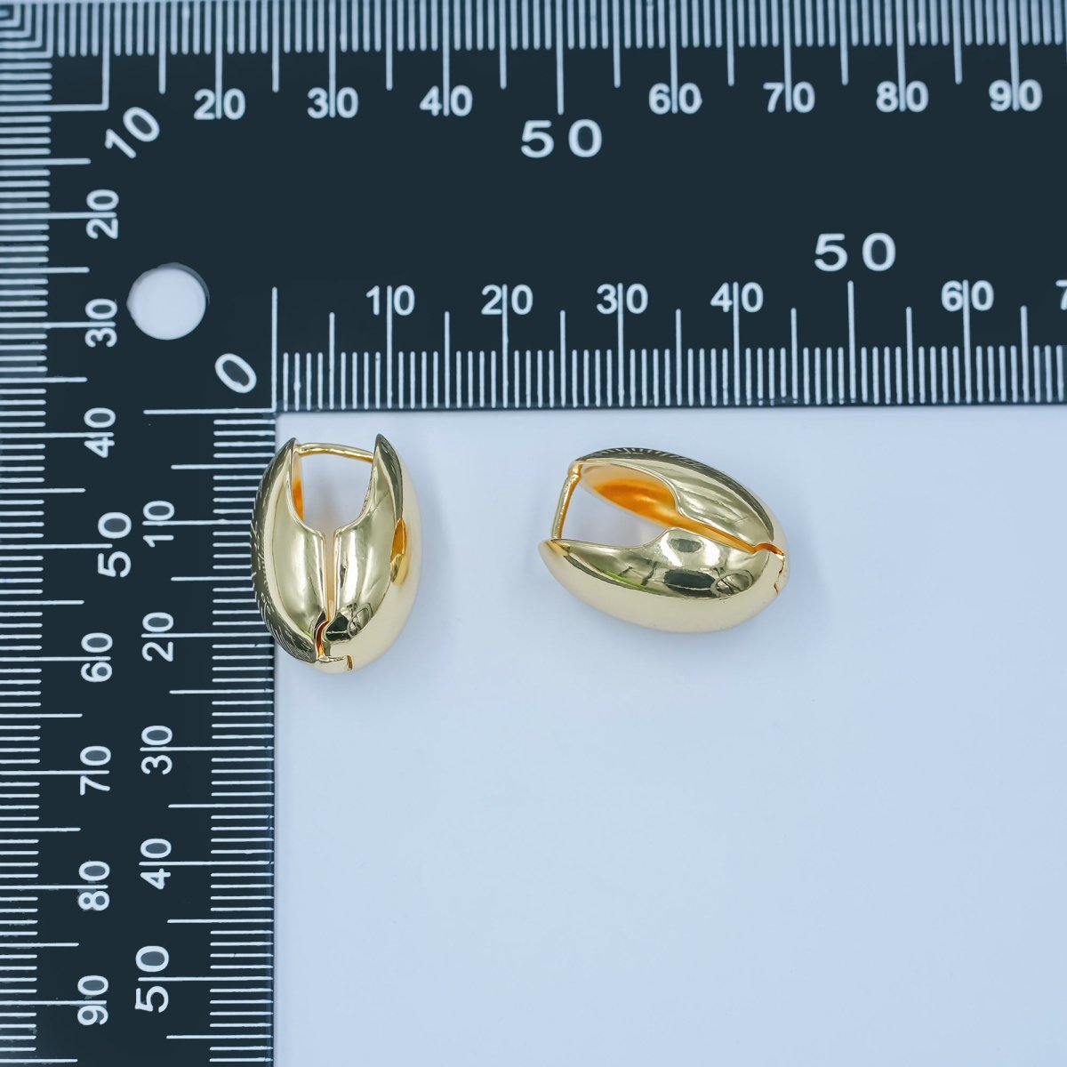 24K Gold Filled Minimalist Oblong Dome Hoop Earrings | AD1202 - DLUXCA