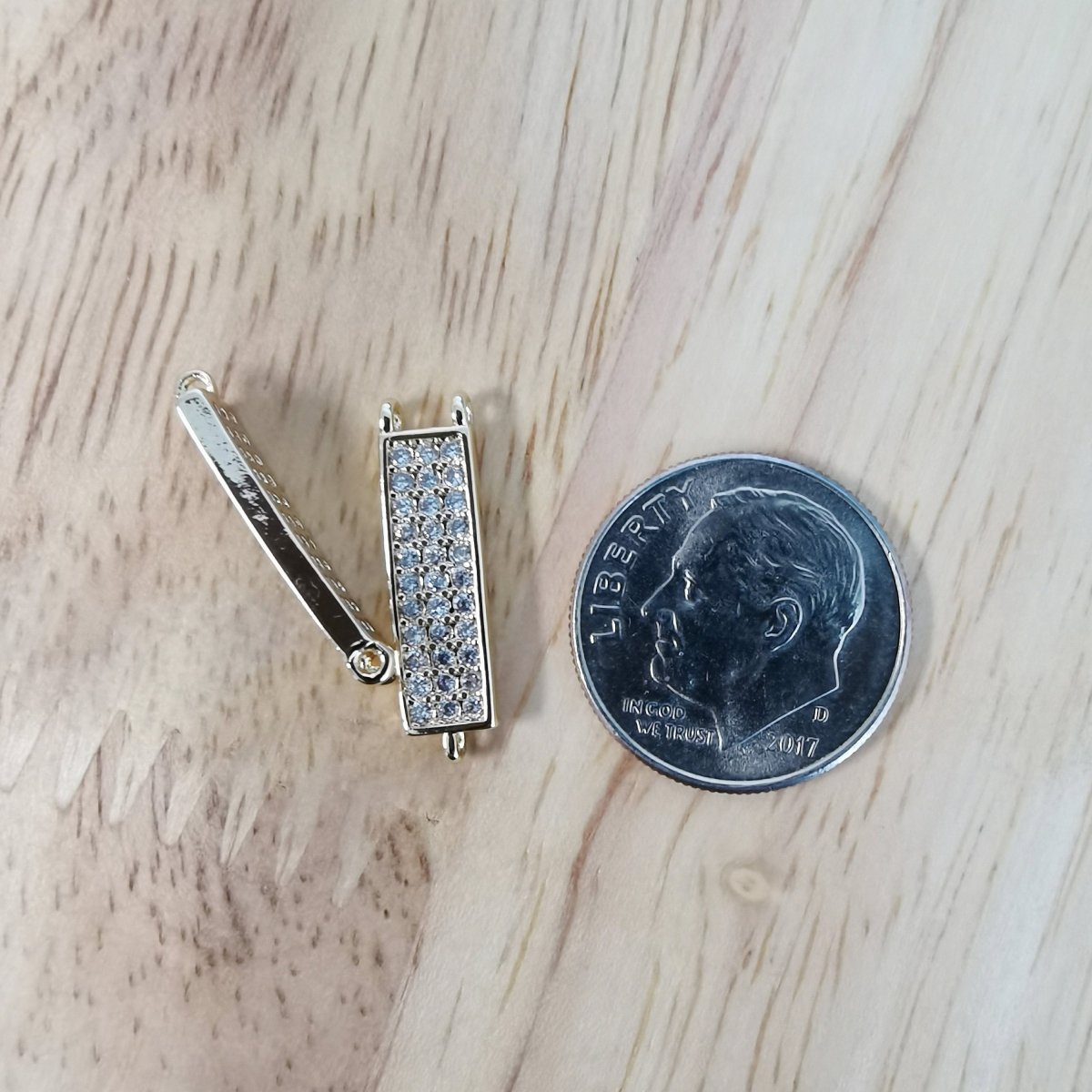 24K Gold Filled Minimalist Rectangular Bar Connector Micro Pave CZ DIY Charm Necklace Bracelet Earrings Findings for Jewelry Making F-420 - DLUXCA