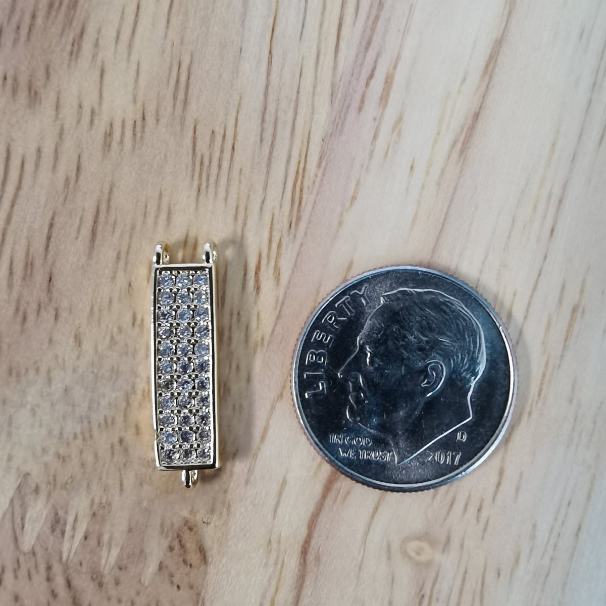 24K Gold Filled Minimalist Rectangular Bar Connector Micro Pave CZ DIY Charm Necklace Bracelet Earrings Findings for Jewelry Making F-420 - DLUXCA