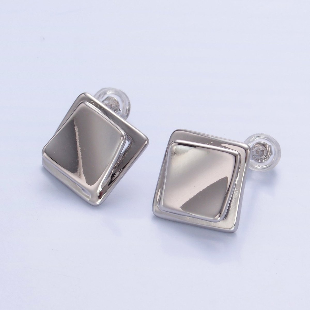 24K Gold Filled Minimalist Rhombus Stud Earrings in Gold & Silver | Q463 Q451