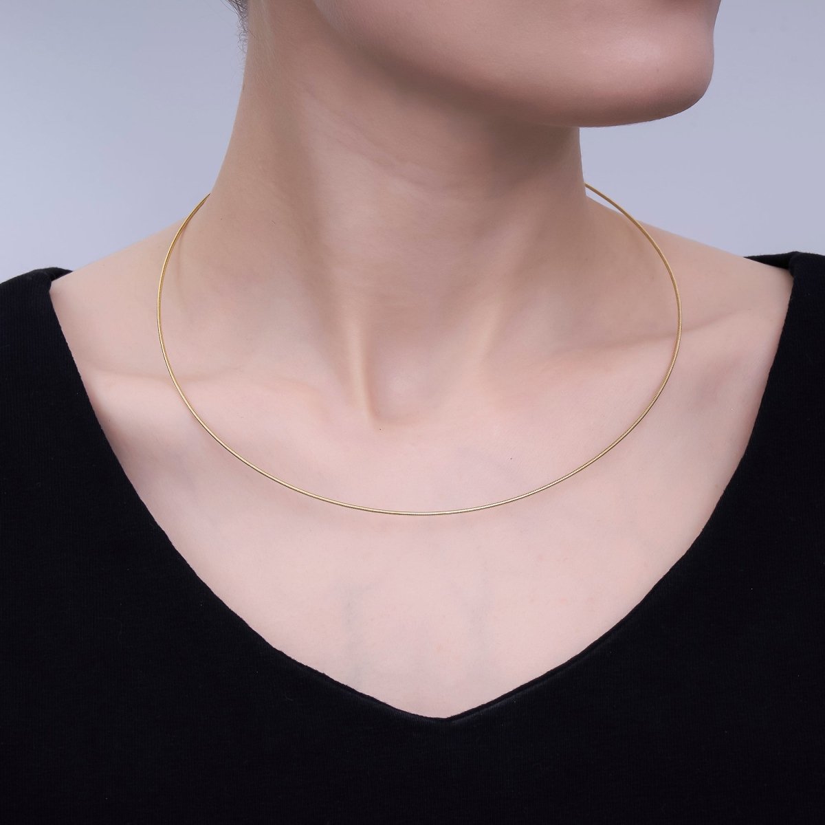 24K Gold Filled Minimalist Snake Chain Necklace | WA - 3136 - DLUXCA